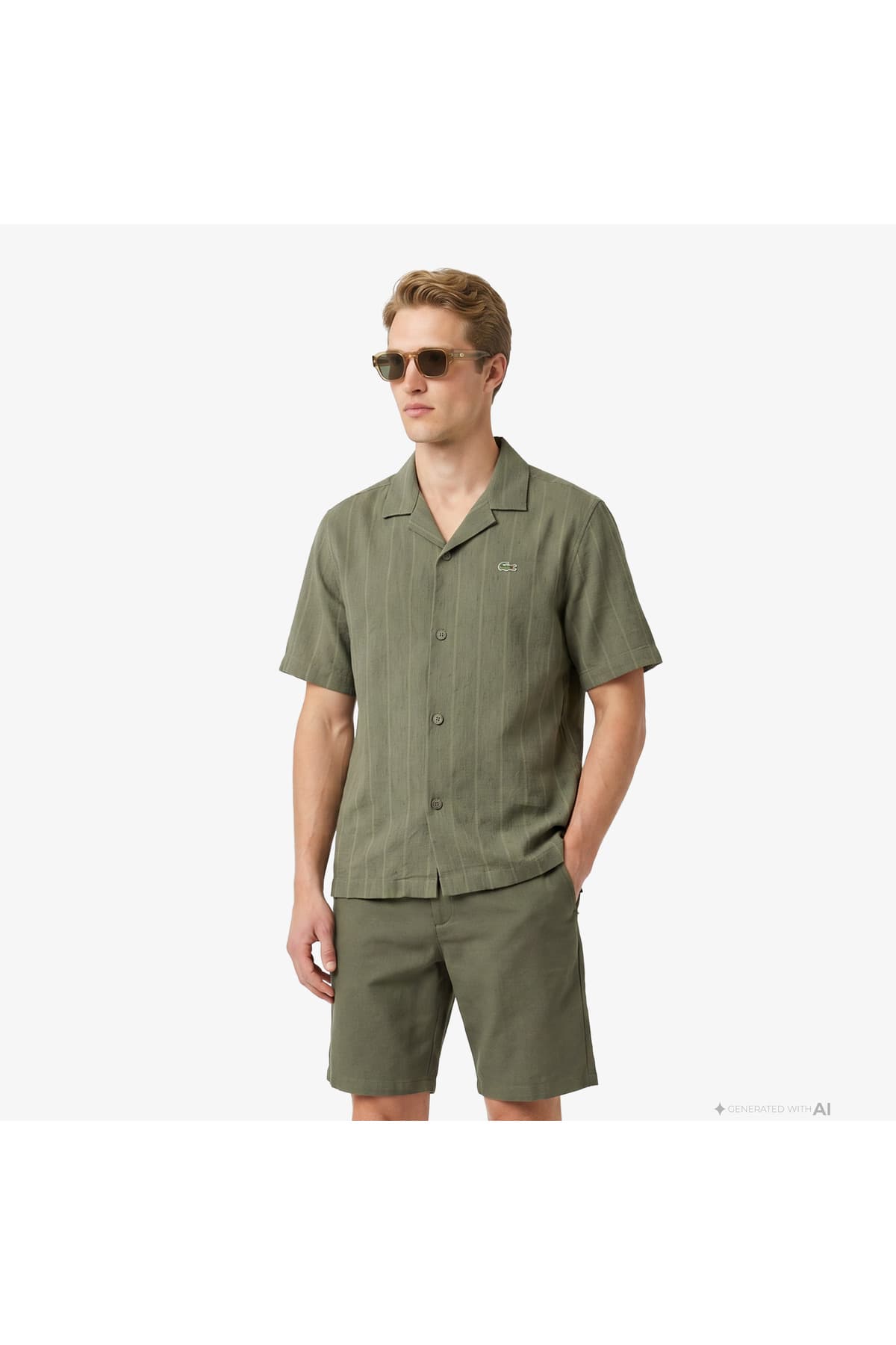 پیراهن مردانه آستین کوتاه Lacoste فیت آزاد کرم پیراهن مردانه آستین کوتاه Lacoste فیت آزاد کرم