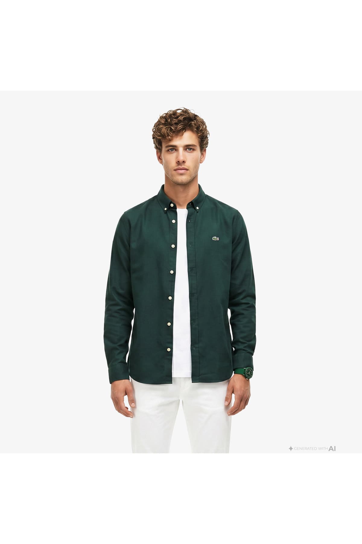 پیراهن مردانه Lacoste یقه دکمهدار فیت اسلیم سبز تیره پیراهن مردانه Lacoste یقه دکمهدار فیت اسلیم سبز تیره
