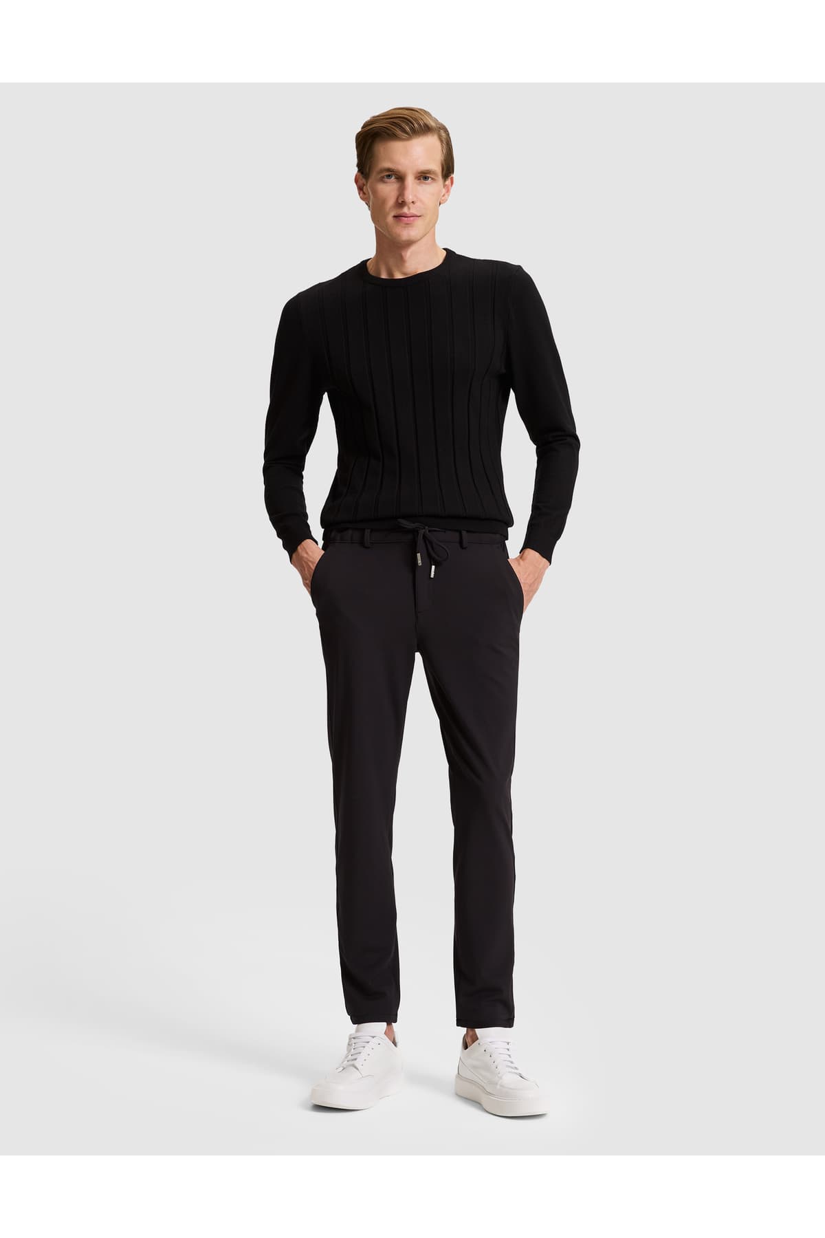 شلوار جاگر مردانه Pierre Cardin کانواس مشکی اسلیم کمرکش بنددار مدل 50317281-VR046 شلوار جاگر مردانه Pierre Cardin کانواس مشکی اسلیم کمرکش بنددار مدل 50317281-VR046