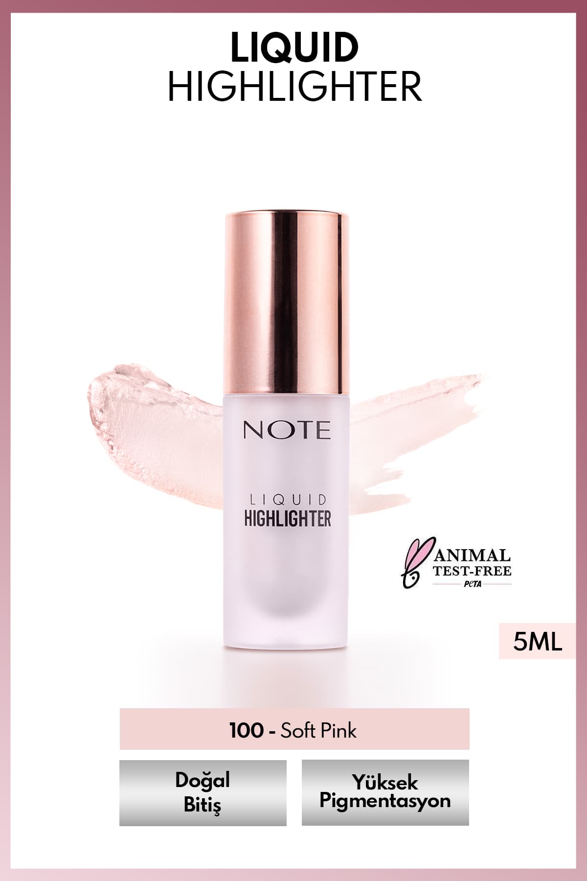 هایلایتر مایع Note Cosmetics با اثر مرطوبکننده رنگ 100 صورتی ملایم هایلایتر مایع Note Cosmetics با اثر مرطوبکننده رنگ 100 صورتی ملایم