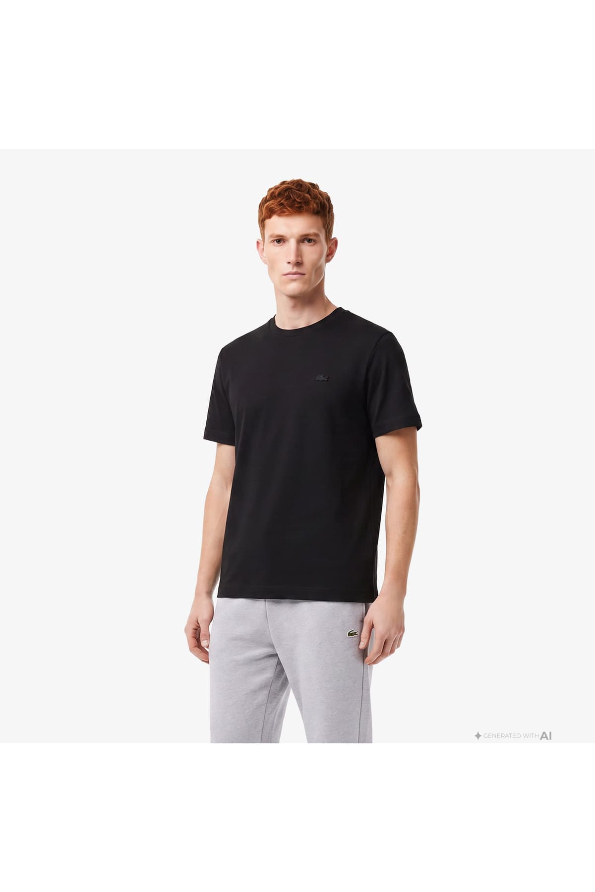 تیشرت مردانه Lacoste فیت اورسایز یقه گرد مشکی تیشرت مردانه Lacoste فیت اورسایز یقه گرد مشکی