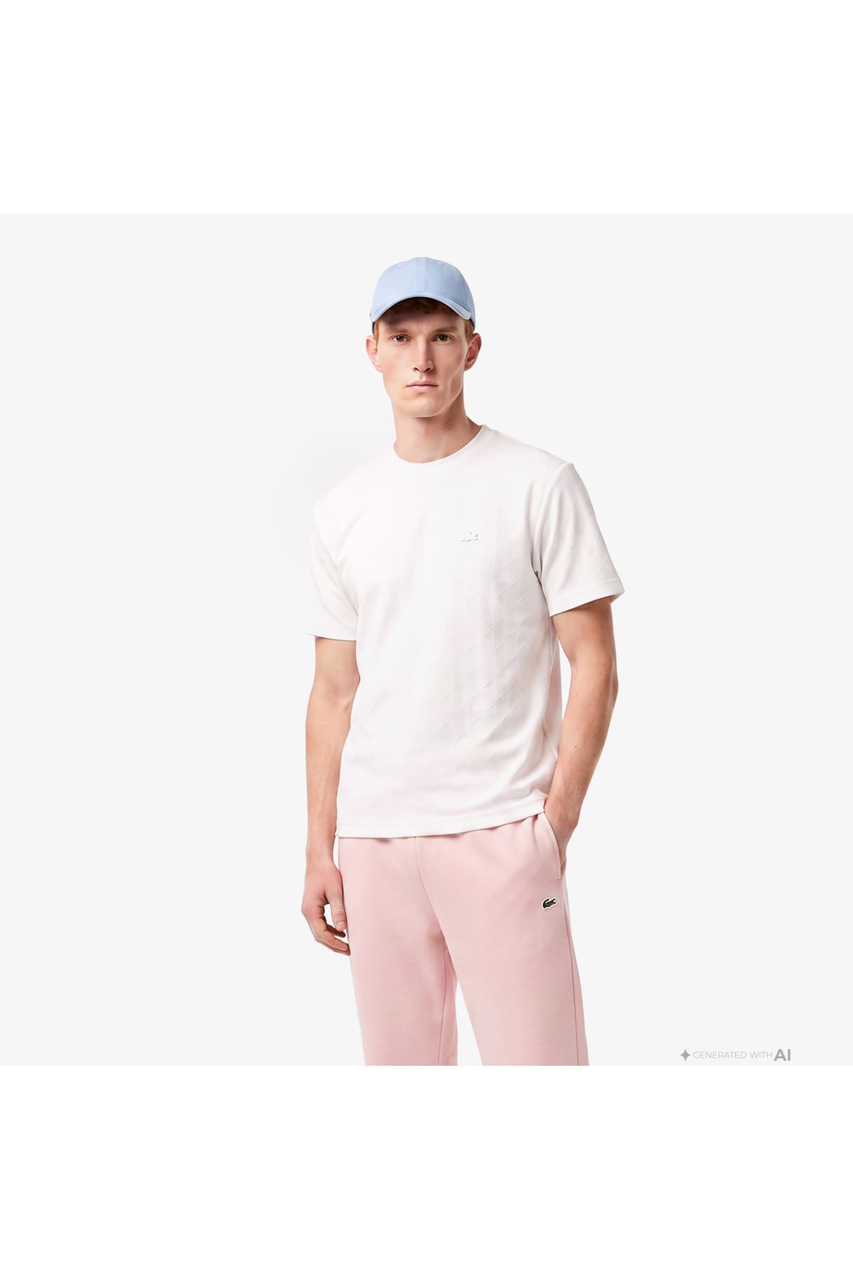 تیشرت مردانه Lacoste فیت ریلکس یقه گرد طرح Monogram سفید تیشرت مردانه Lacoste فیت ریلکس یقه گرد طرح Monogram سفید