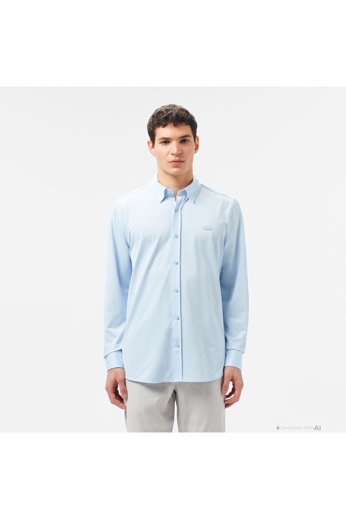 پیراهن مردانه Lacoste فیت اسلیم آبی روشن پیراهن مردانه Lacoste فیت اسلیم آبی روشن