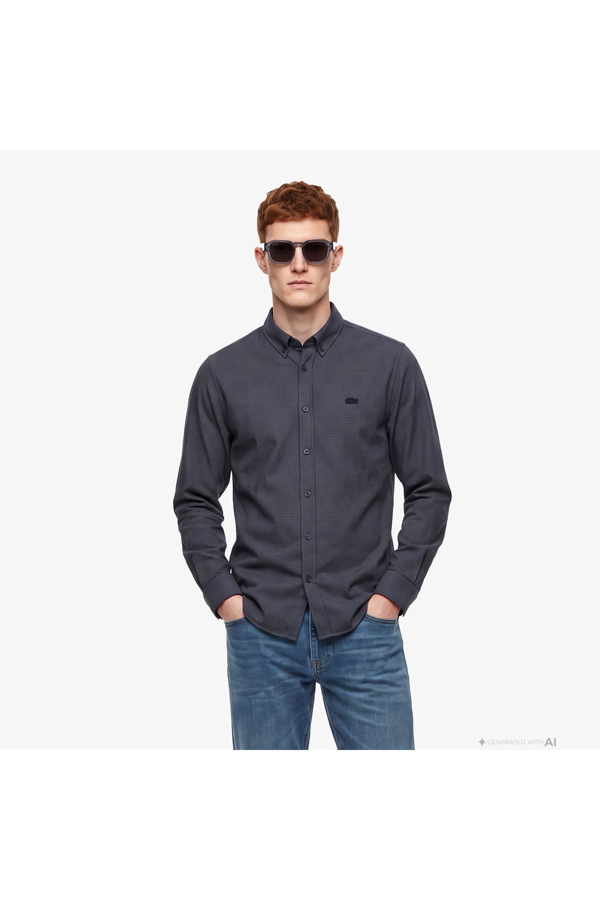 پیراهن مردانه Lacoste یقه دکمهدار فیت معمولی سبز تیره پیراهن مردانه Lacoste یقه دکمهدار فیت معمولی سبز تیره