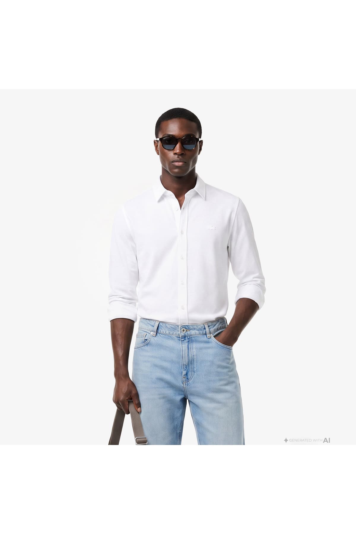 پیراهن مردانه Lacoste فیت اسلیم سفید مدل پیراهن مردانه Lacoste فیت اسلیم سفید مدل