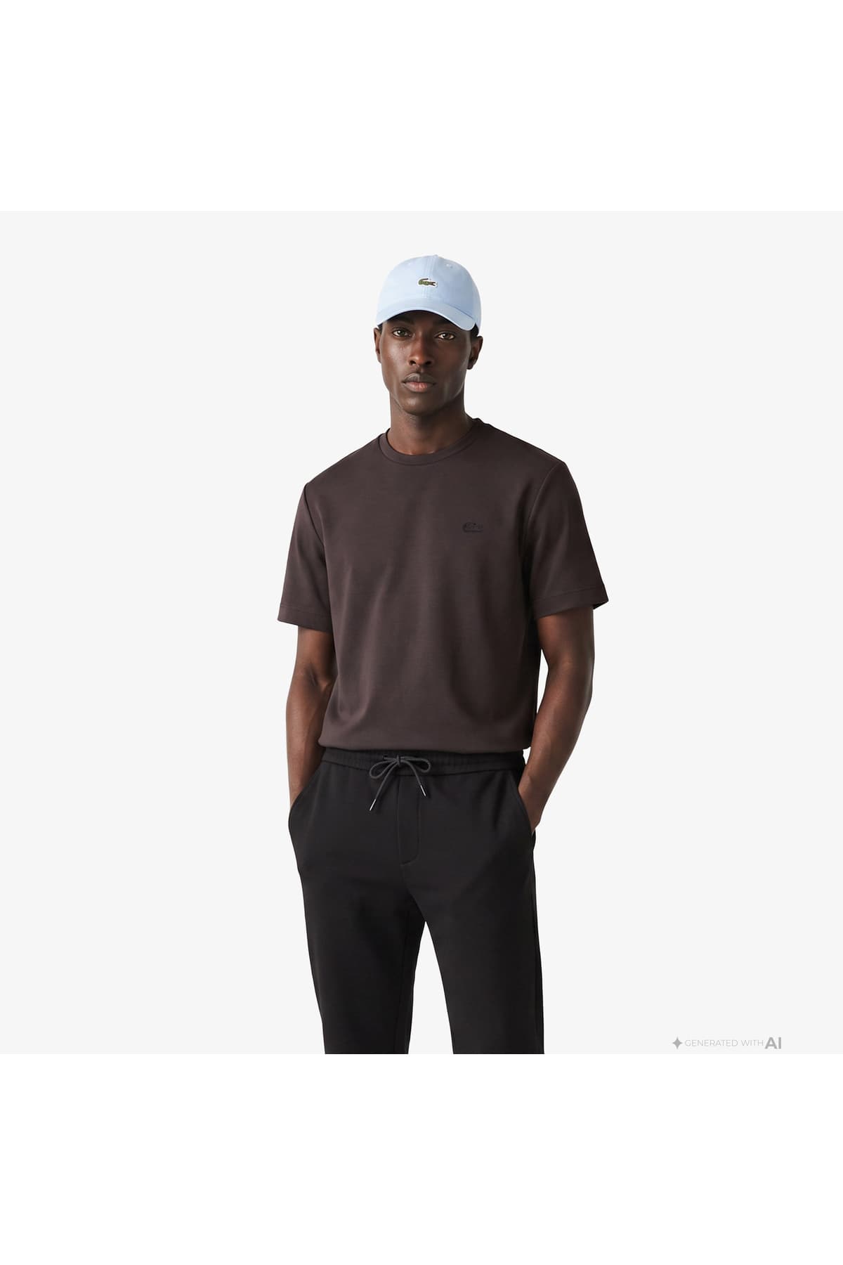 تیشرت مردانه Lacoste اورسایز یقه گرد قهوهای تیشرت مردانه Lacoste اورسایز یقه گرد قهوهای