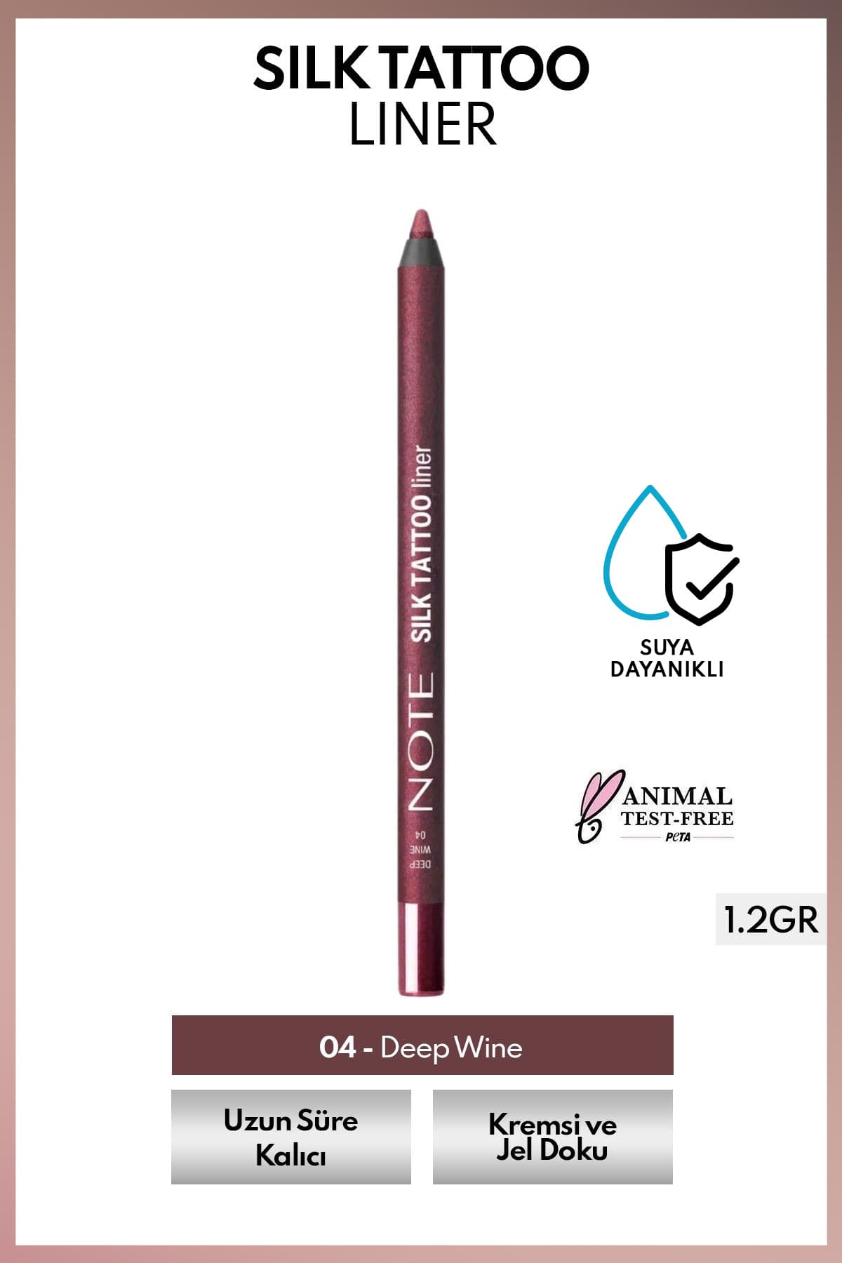 مداد چشم ژلی Note Cosmetics Silk Tattoo Liner ضدآب و ابریشمی رنگ زرشکی مات مدل 04 مداد چشم ژلی Note Cosmetics Silk Tattoo Liner ضدآب و ابریشمی رنگ زرشکی مات مدل 04