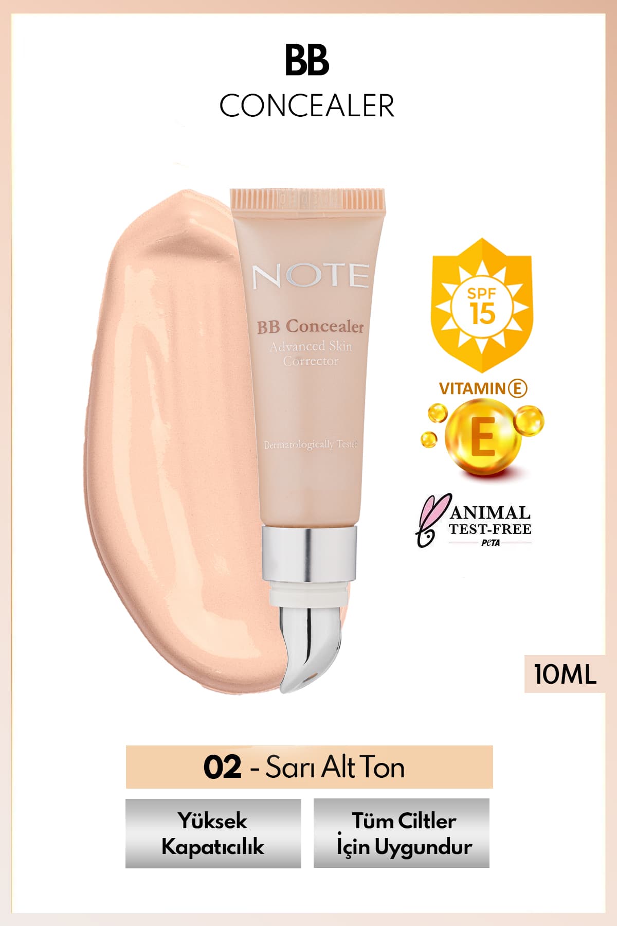 کانسیلر BB زیر چشم Note Cosmetics با پوشانندگی بالا و سری فلزی SPF 15 رنگ 02 متوسط روشن کانسیلر BB زیر چشم Note Cosmetics با پوشانندگی بالا و سری فلزی SPF 15 رنگ 02 متوسط روشن