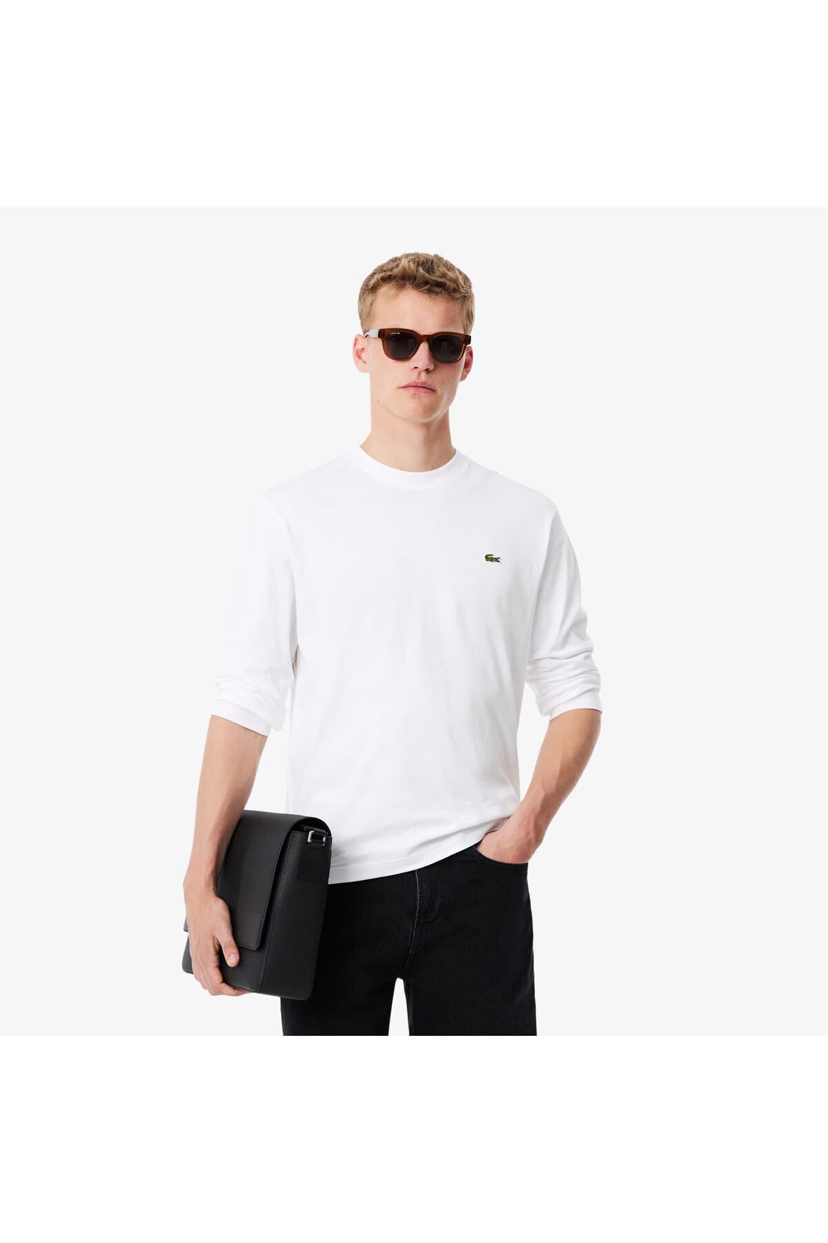 تیشرت مردانه Lacoste یقهگرد آستینبلند فیت کلاسیک سفید تیشرت مردانه Lacoste یقهگرد آستینبلند فیت کلاسیک سفید