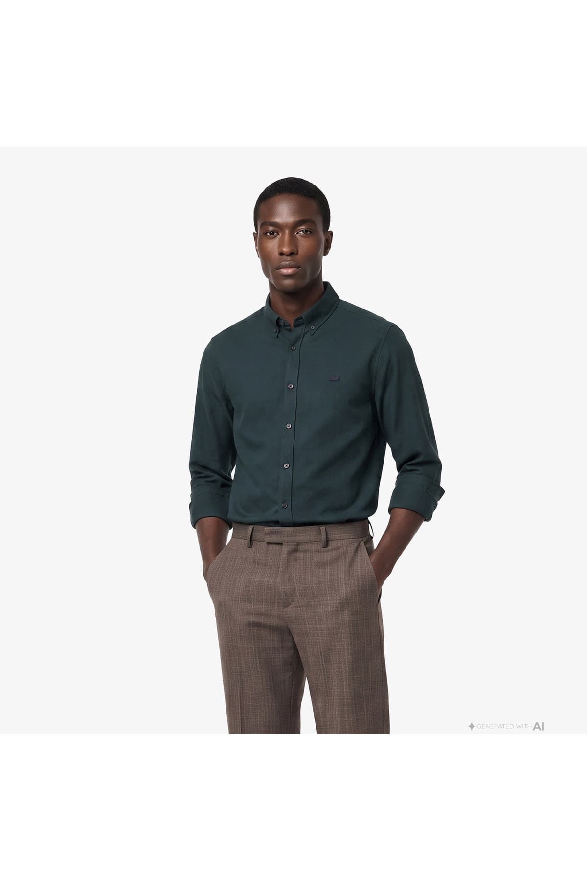 پیراهن مردانه Lacoste یقه دکمهدار فیت معمولی سبز تیره پیراهن مردانه Lacoste یقه دکمهدار فیت معمولی سبز تیره