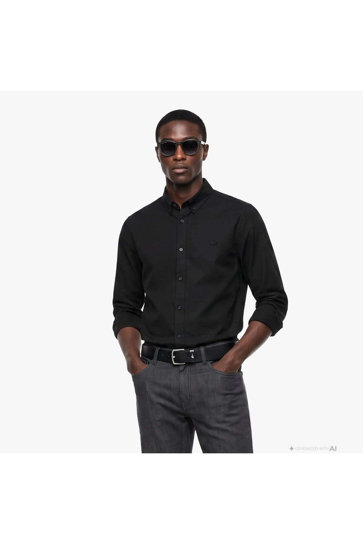 پیراهن مردانه Lacoste فیت اسلیم یقه دکمهدار مشکی پیراهن مردانه Lacoste فیت اسلیم یقه دکمهدار مشکی