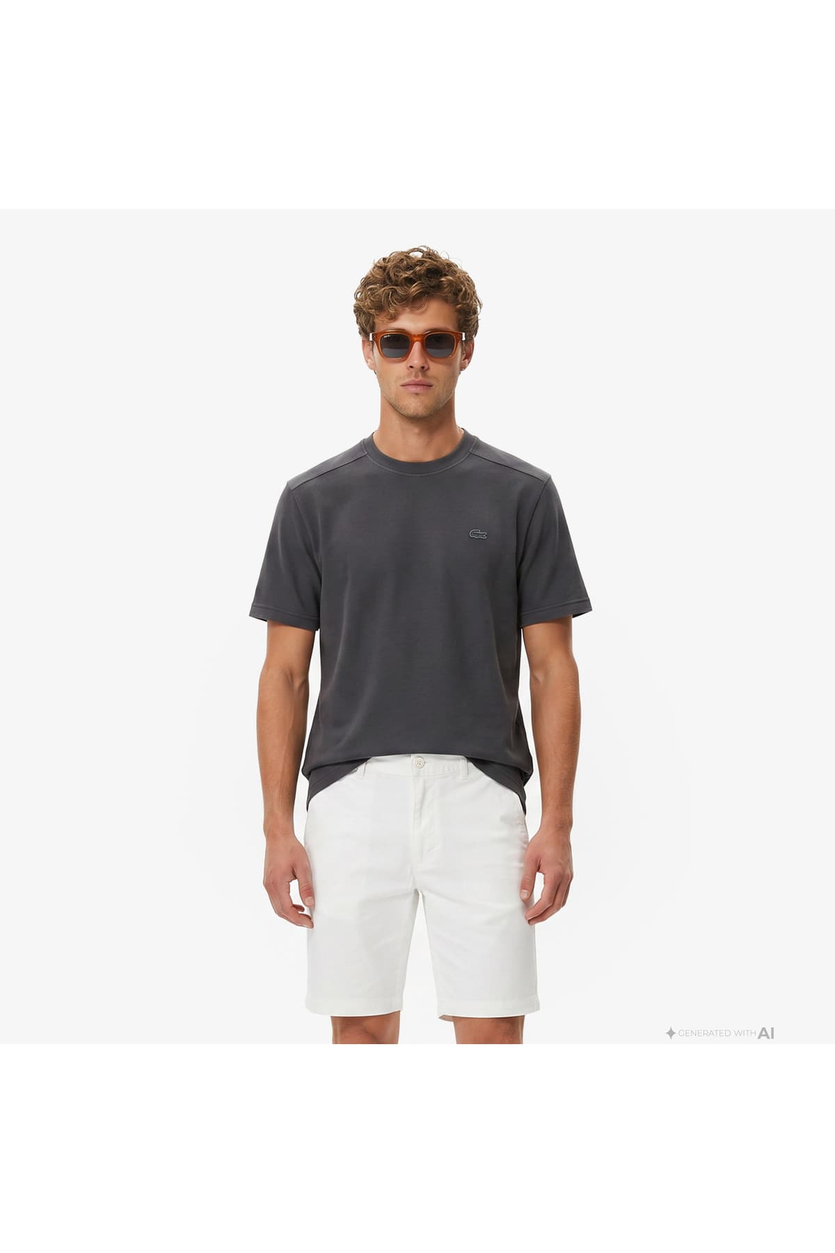 تیشرت مردانه Lacoste یقه گرد فیت آزاد خاکستری تیره تیشرت مردانه Lacoste یقه گرد فیت آزاد خاکستری تیره