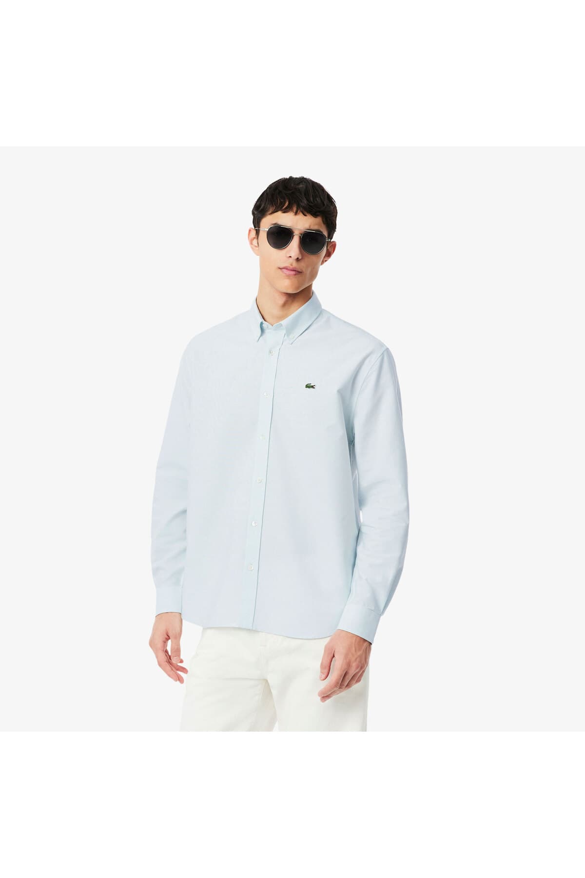 پیراهن مردانه Lacoste فیت معمولی یقه دکمهدار آبی پیراهن مردانه Lacoste فیت معمولی یقه دکمهدار آبی
