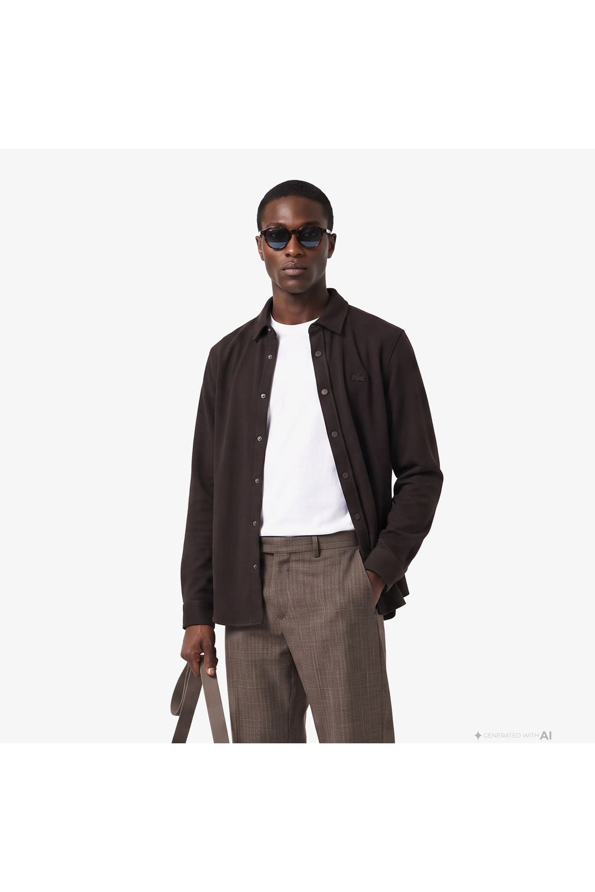 پیراهن مردانه Lacoste فیت معمولی قهوهای پیراهن مردانه Lacoste فیت معمولی قهوهای