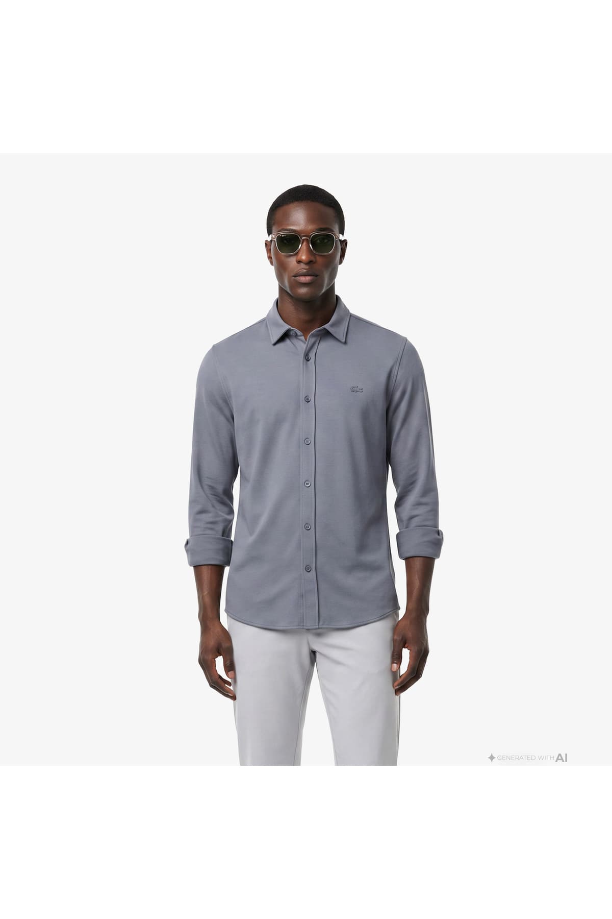 پیراهن مردانه Lacoste فیت اسلیم خاکستری تیره پیراهن مردانه Lacoste فیت اسلیم خاکستری تیره