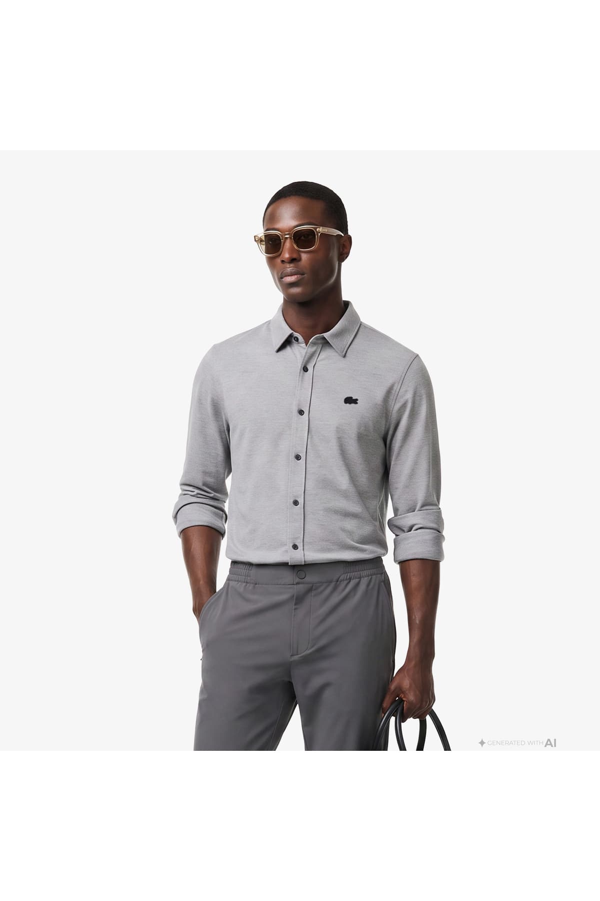 پیراهن مردانه Lacoste اسلیم فیت خاکستری پیراهن مردانه Lacoste اسلیم فیت خاکستری