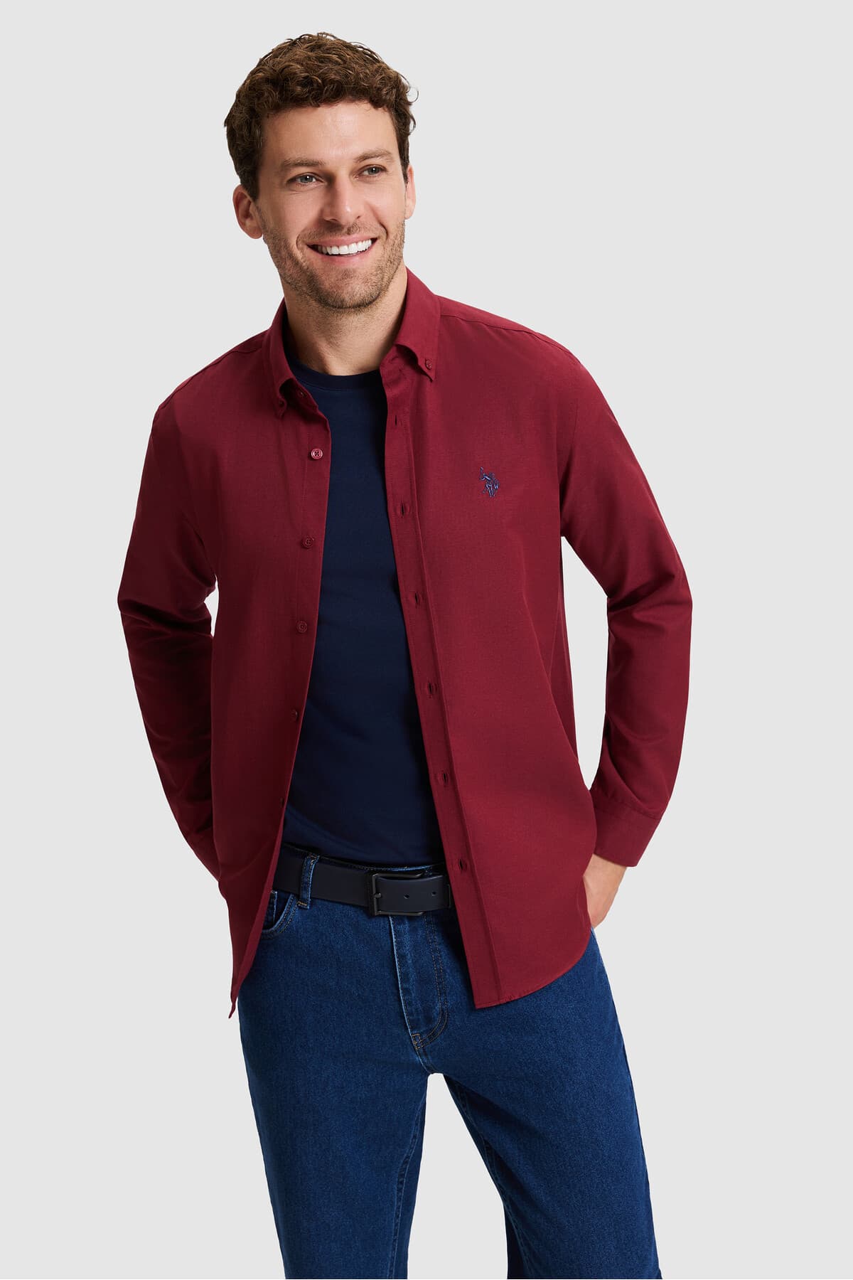 پیراهن مردانه آستینبلند ساده زرشکی U.S. Polo Assn. مدل 50324708-VR014 پیراهن مردانه آستینبلند ساده زرشکی U.S. Polo Assn. مدل 50324708-VR014