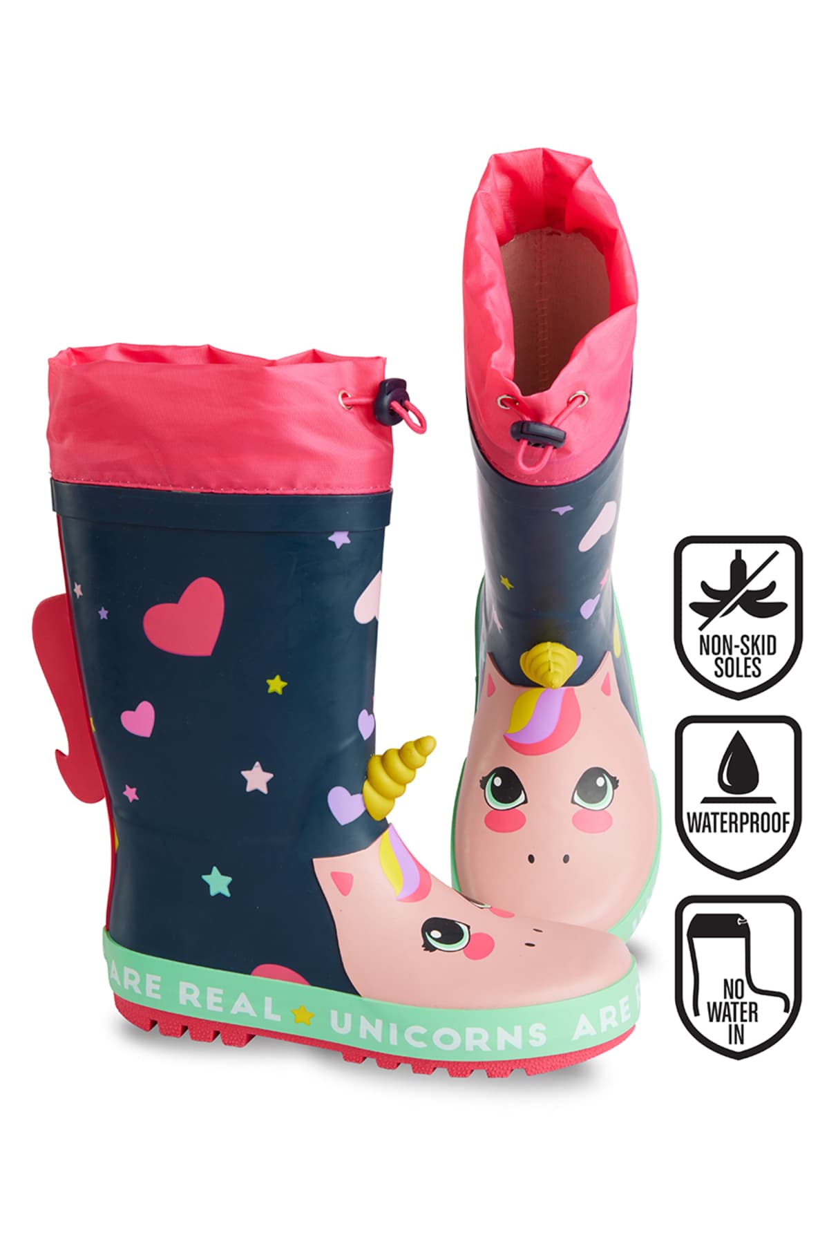 بوت بارانی دخترانه Denokids طرح یونیکورن سرمهای ضدآب سایز 26-34 بوت بارانی دخترانه Denokids طرح یونیکورن سرمهای ضدآب سایز 26-34