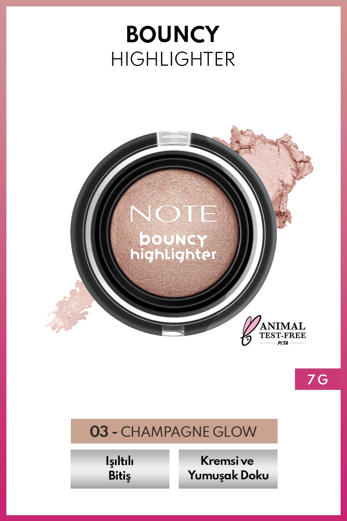 هایلایتر Note Cosmetics Bouncy Highlighter نرم و کرمی مدل 03 Champagne Glow هایلایتر Note Cosmetics Bouncy Highlighter نرم و کرمی مدل 03 Champagne Glow
