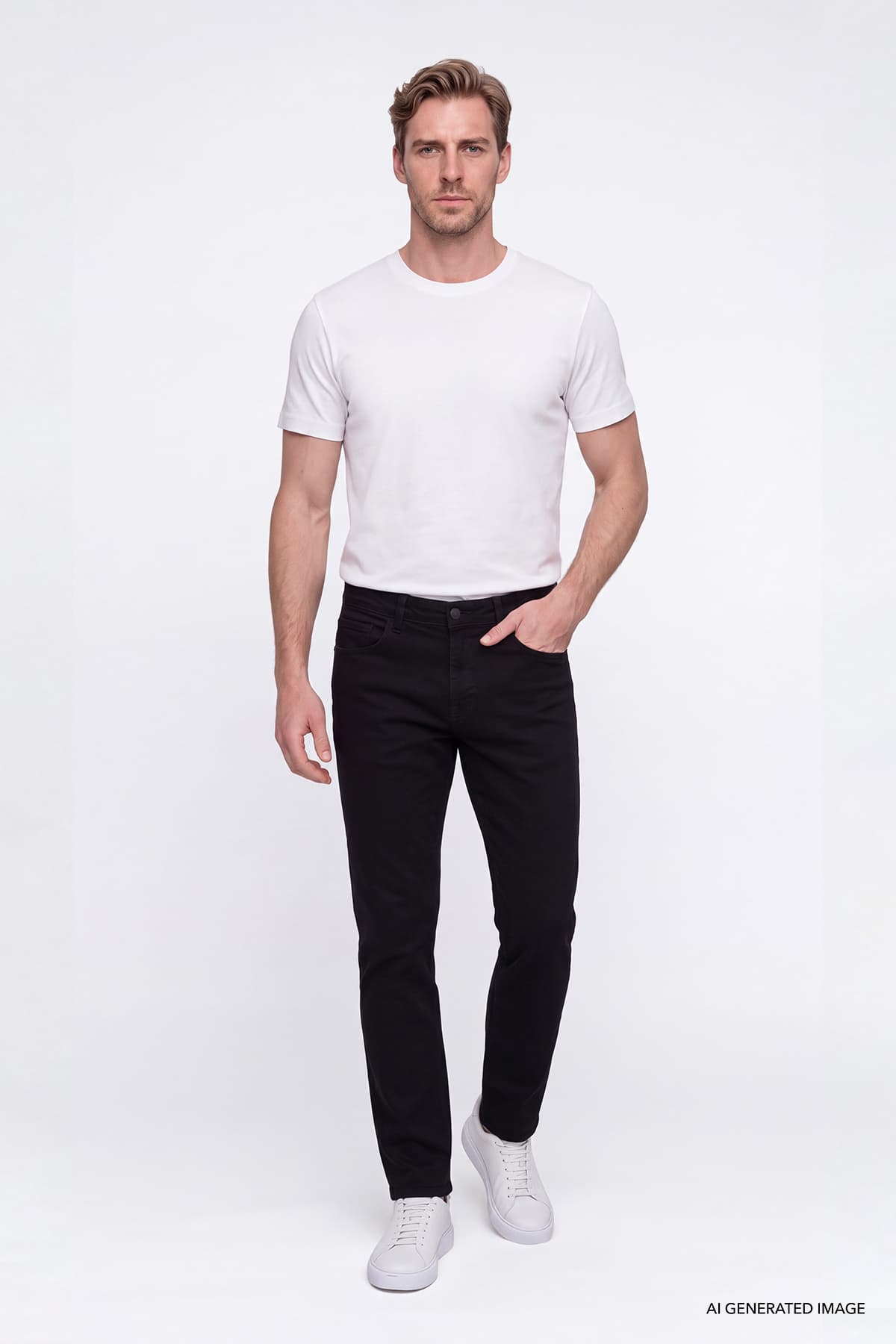 شلوار جین مردانه AC&Co مشکی نخی Comfort Fit کشسان 5 جیبی شلوار جین مردانه AC&Co مشکی نخی Comfort Fit کشسان 5 جیبی
