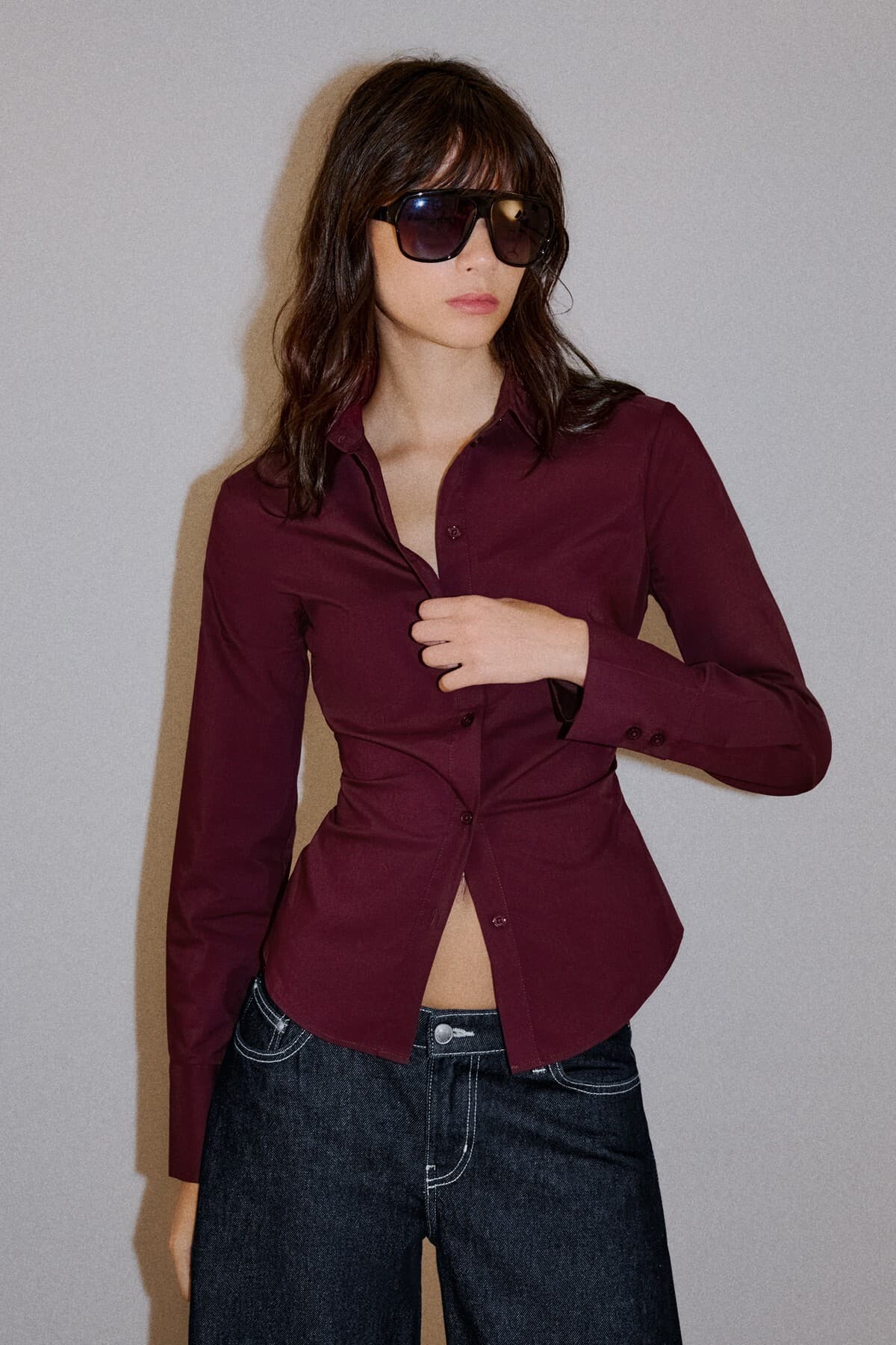 پیراهن زنانه Bershka آستین بلند فیت باریک پیراهن زنانه Bershka آستین بلند فیت باریک