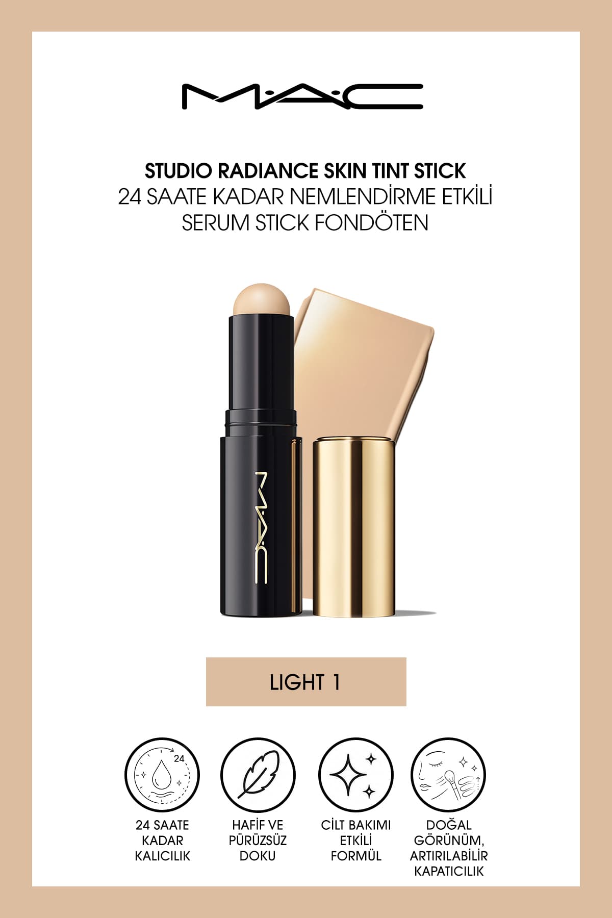 فاندیشن استیک Mac Studio Radiance آبرسان 24 ساعته سرمدار سایه Light 1 فاندیشن استیک Mac Studio Radiance آبرسان 24 ساعته سرمدار سایه Light 1
