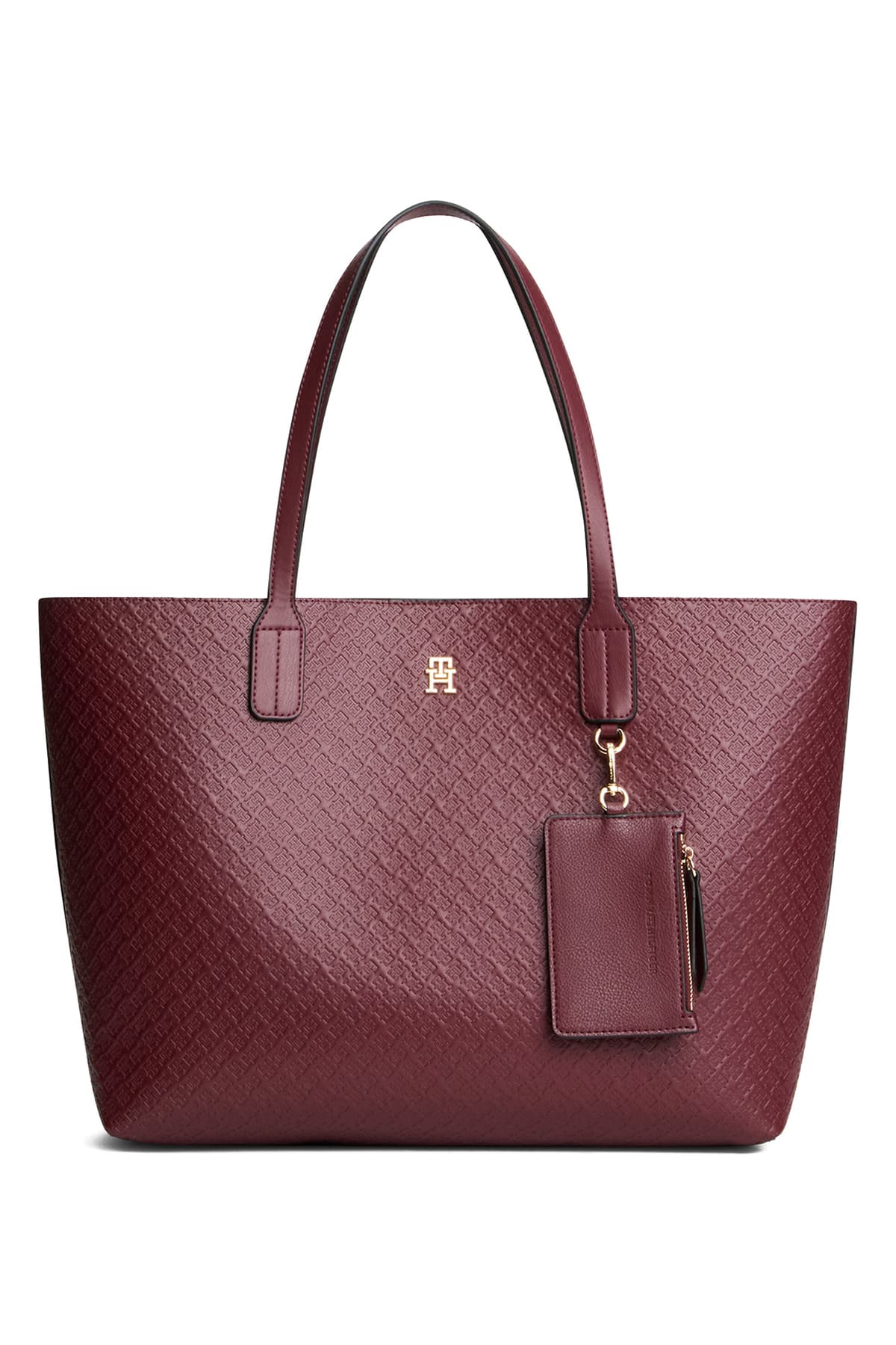 کیف دستی زنانه Tommy Hilfiger زرشکی مدل TH ICON TOTE MONO کیف دستی زنانه Tommy Hilfiger زرشکی مدل TH ICON TOTE MONO