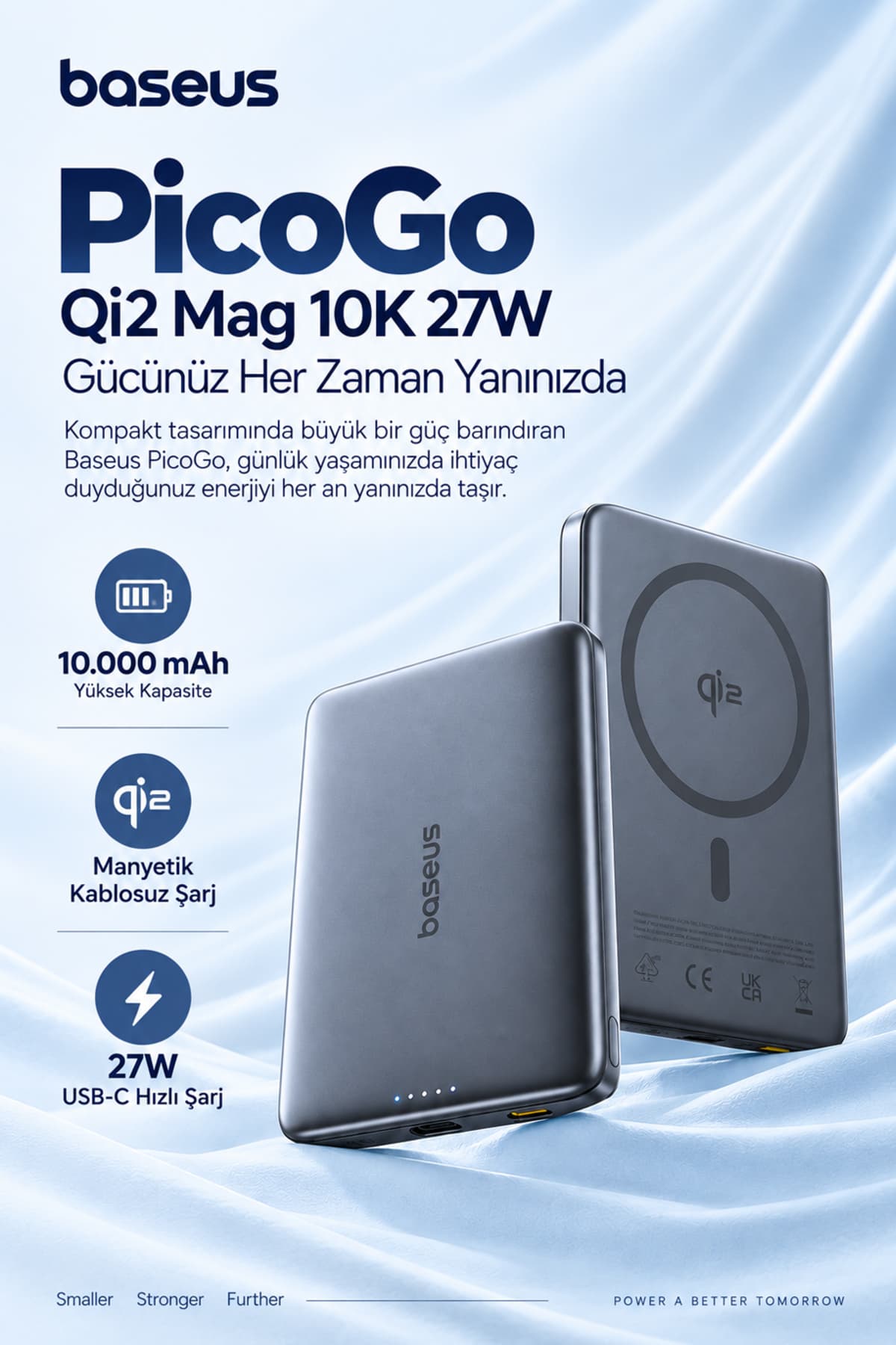 پاوربانک Baseus PicoGo فوقباریک Qi2 خاکستری 10000 mAh با شارژ سریع MagSafe پاوربانک Baseus PicoGo فوقباریک Qi2 خاکستری 10000 mAh با شارژ سریع MagSafe
