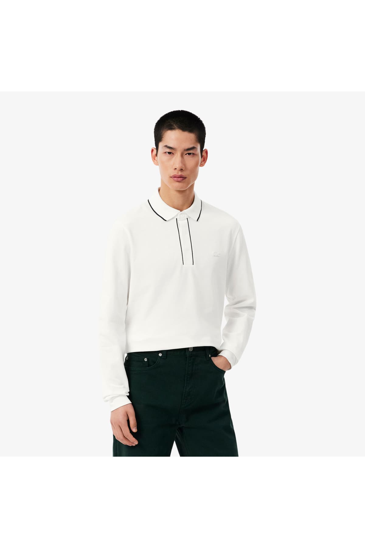 پولوشرت مردانه Lacoste فیت معمولی آستین بلند سفید مدل Paris پولوشرت مردانه Lacoste فیت معمولی آستین بلند سفید مدل Paris