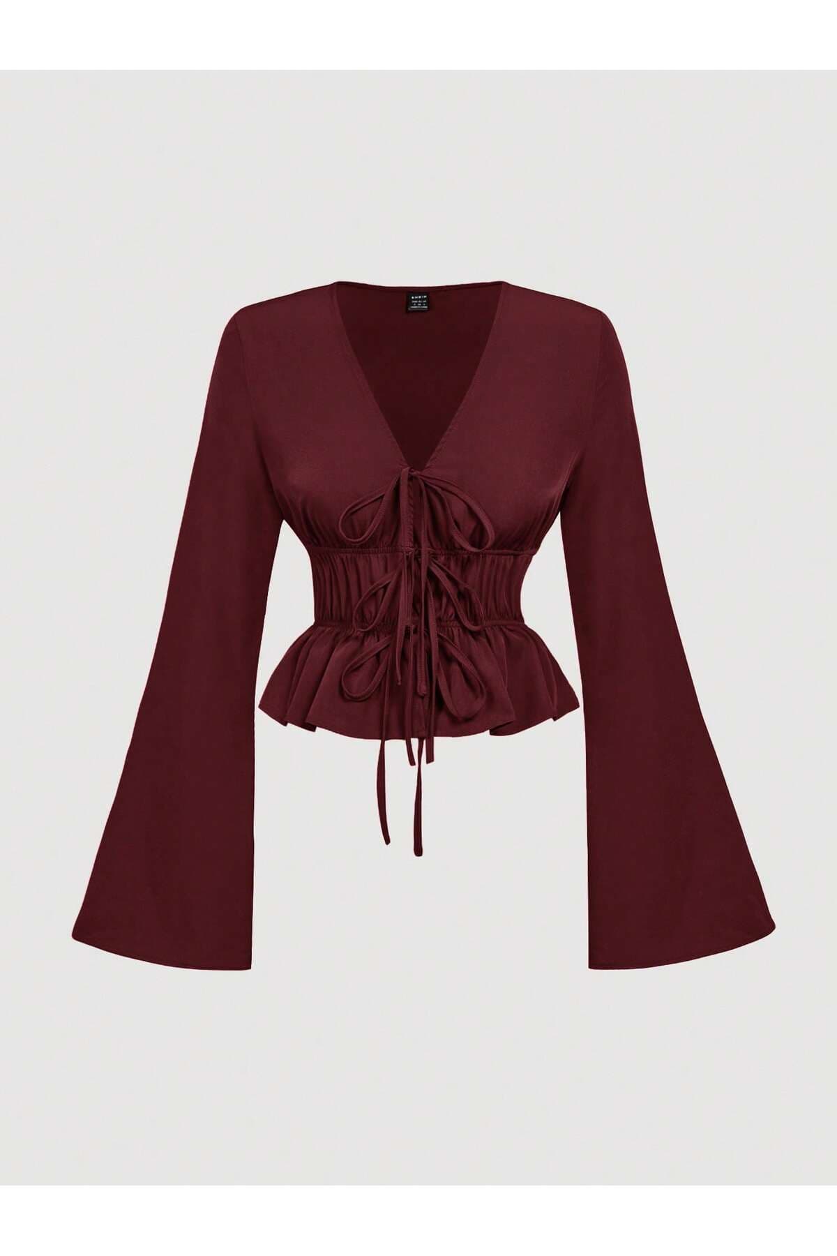 بلوز زنانه meren like your style یقه هفت کمر چیندار بنددار آستینبلند مدل Bluz1212 بلوز زنانه meren like your style یقه هفت کمر چیندار بنددار آستینبلند مدل Bluz1212