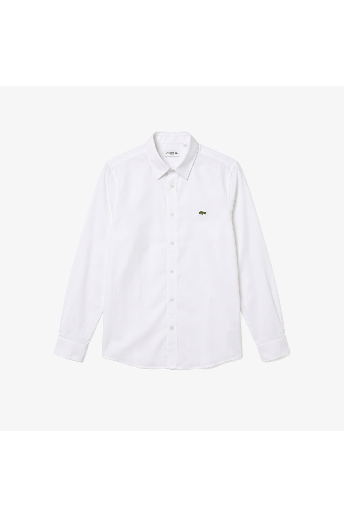 پیراهن مردانه Lacoste سفید فیت اسلیم پیراهن مردانه Lacoste سفید فیت اسلیم