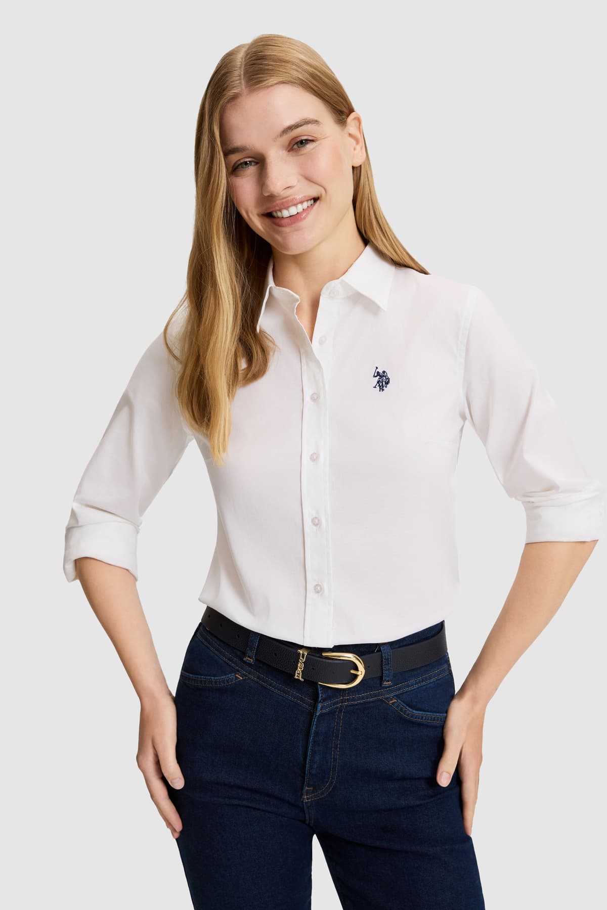 پیراهن زنانه U.S. Polo Assn. سفید آستینبلند ساده مدل 50325479-VR013 پیراهن زنانه U.S. Polo Assn. سفید آستینبلند ساده مدل 50325479-VR013