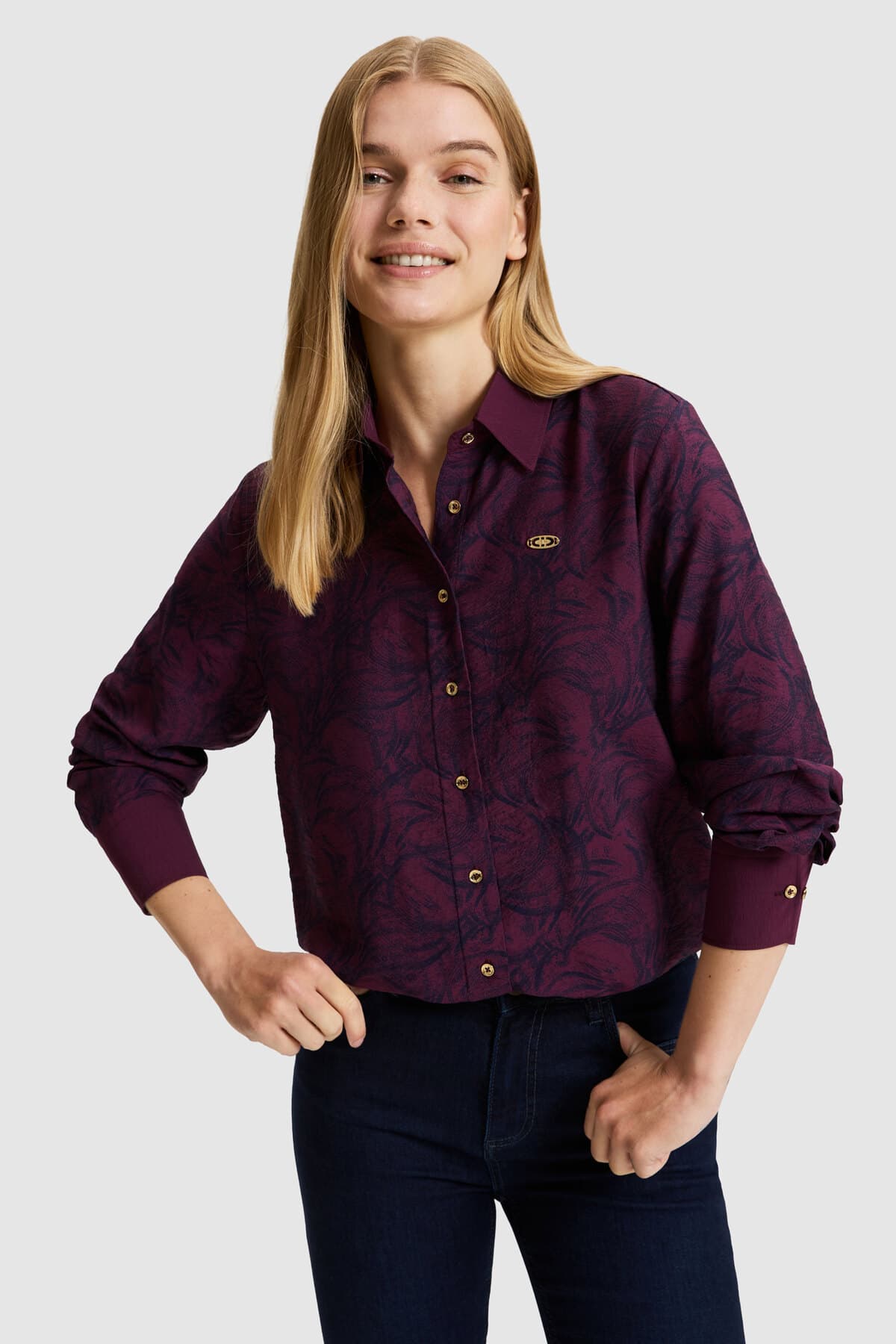 پیراهن زنانه U.S. Polo Assn. آستینبلند زرشکی مدل 50331577-VR180 پیراهن زنانه U.S. Polo Assn. آستینبلند زرشکی مدل 50331577-VR180
