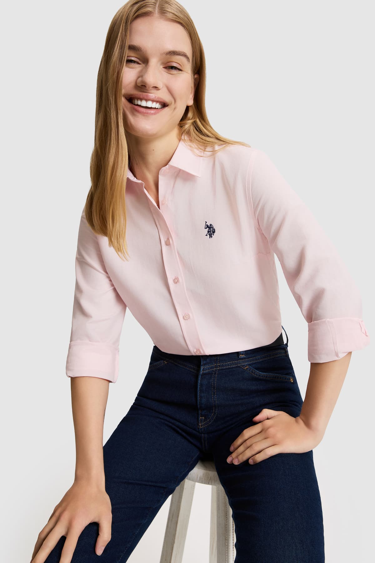 پیراهن زنانه U.S. Polo Assn. صورتی روشن آستینبلند ساده مدل 50324791-VR078 پیراهن زنانه U.S. Polo Assn. صورتی روشن آستینبلند ساده مدل 50324791-VR078