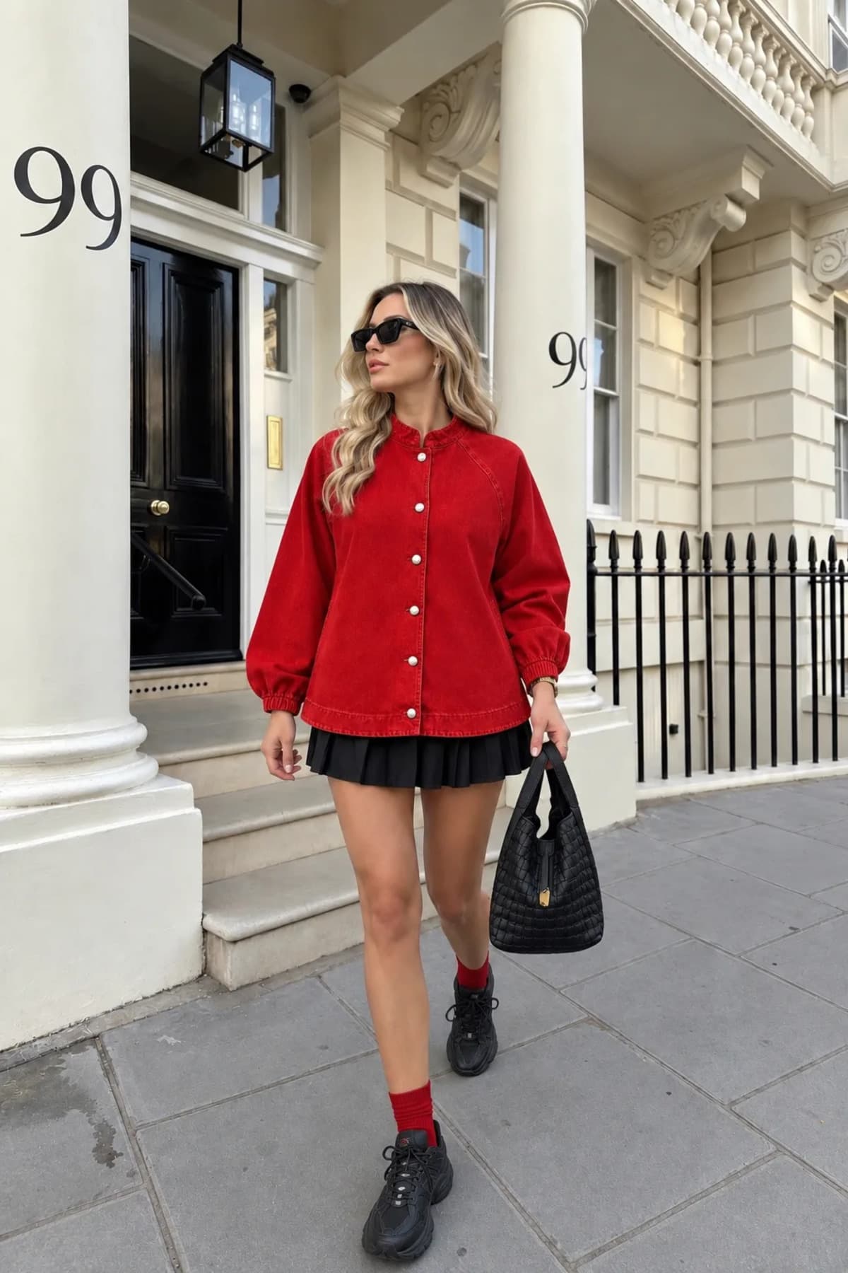 ژاکت جین زنانه Moda Algan دکمهدار جلو قرمز مدل MA10103 ژاکت جین زنانه Moda Algan دکمهدار جلو قرمز مدل MA10103