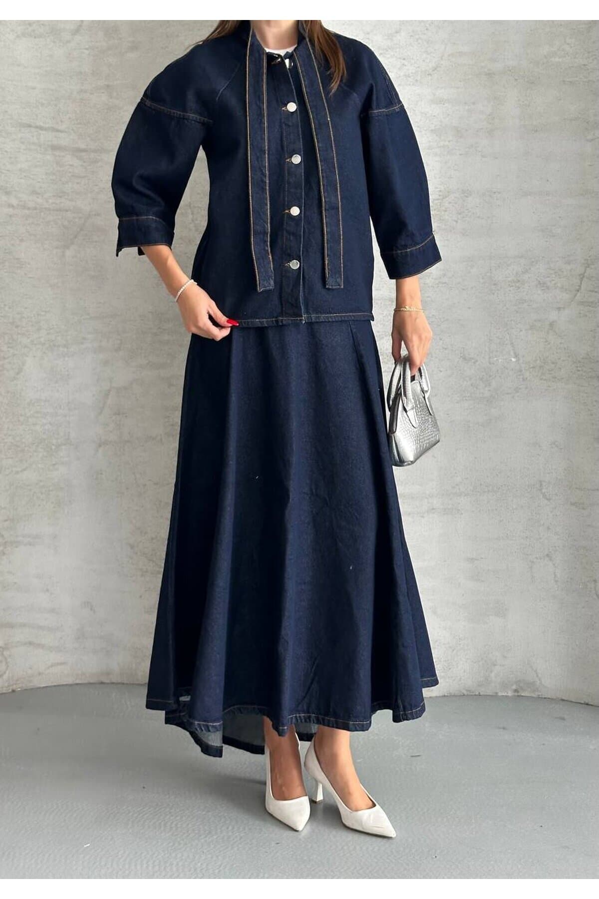 ژاکت جین زنانه ZDN JEANS سرمهای ژاکت جین زنانه ZDN JEANS سرمهای