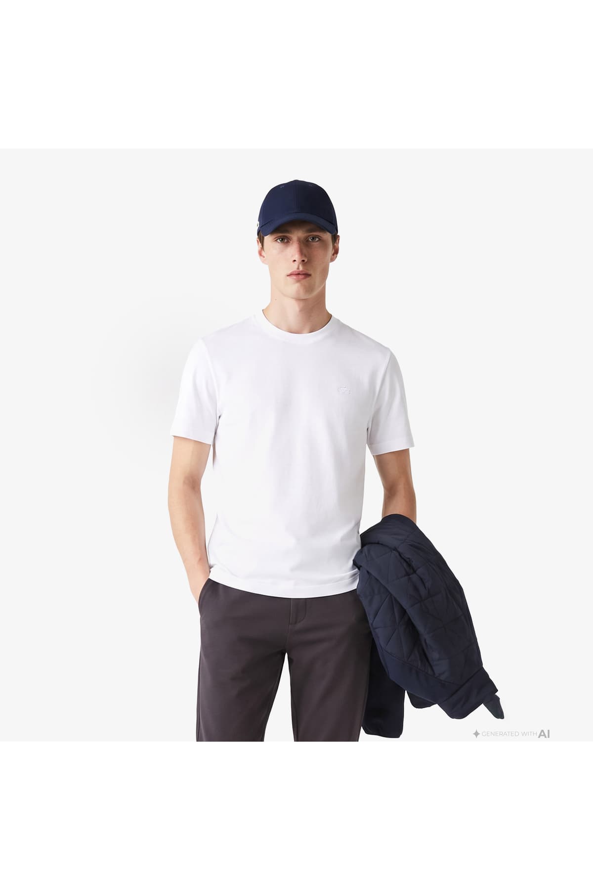 تیشرت مردانه Lacoste فیت کلاسیک یقه گرد سفید تیشرت مردانه Lacoste فیت کلاسیک یقه گرد سفید