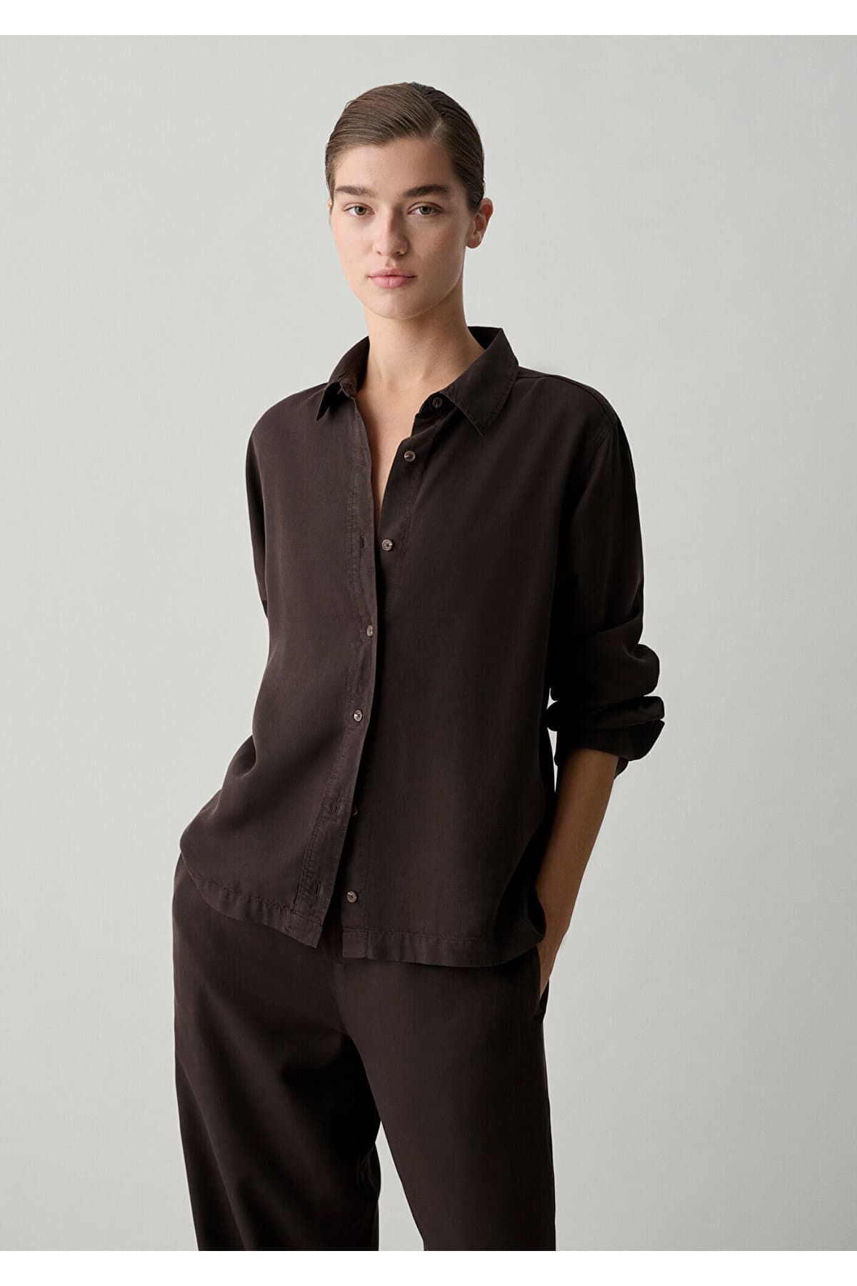 پیراهن زنانه Mavi لیوسل Tencel قهوهای فیت گشاد مدل 1211649-90707 پیراهن زنانه Mavi لیوسل Tencel قهوهای فیت گشاد مدل 1211649-90707