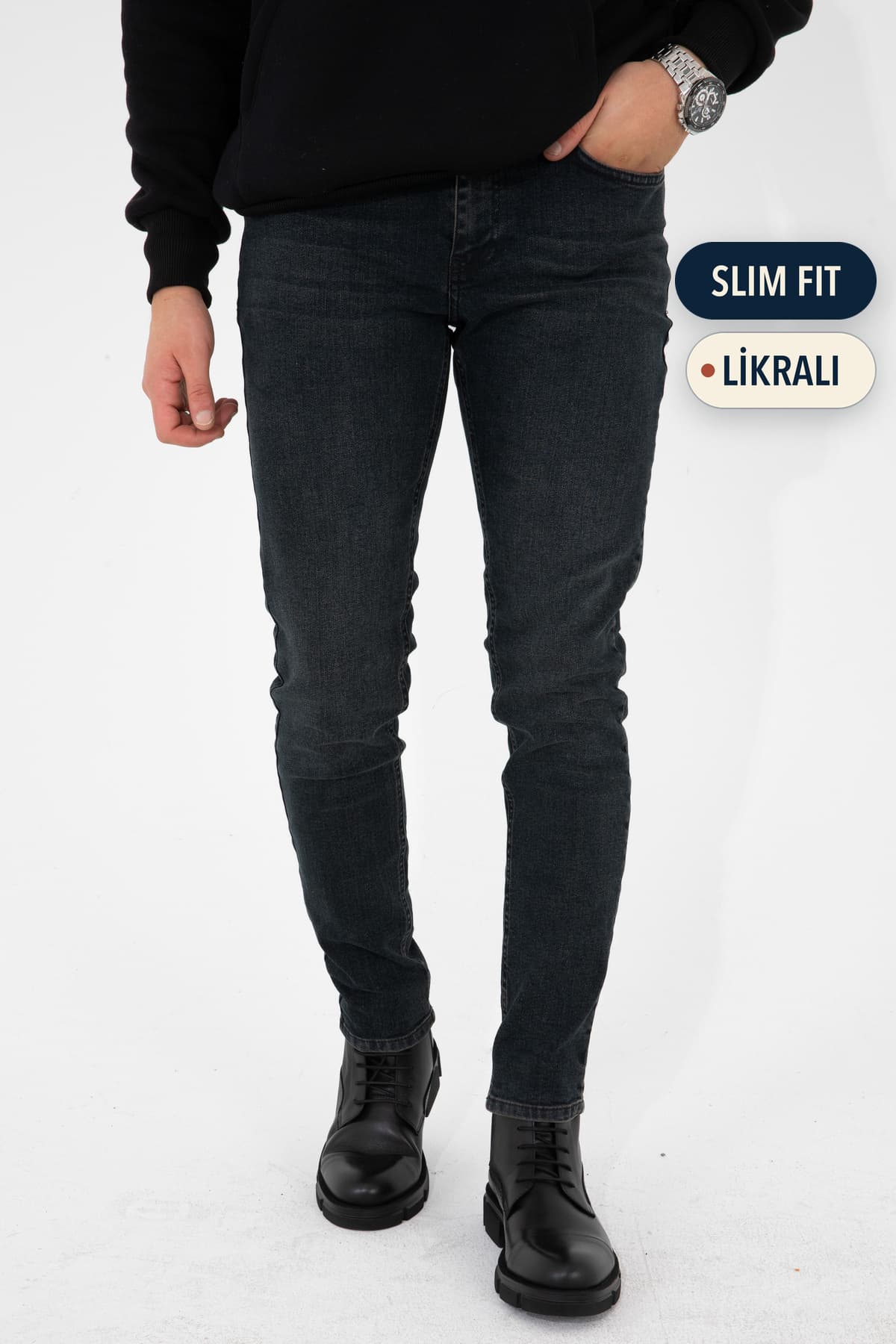 شلوار جین مردانه HLT JEANS سنگشور زغالی اسلیم فیت لایکرایی مدل HLTHE001935 شلوار جین مردانه HLT JEANS سنگشور زغالی اسلیم فیت لایکرایی مدل HLTHE001935
