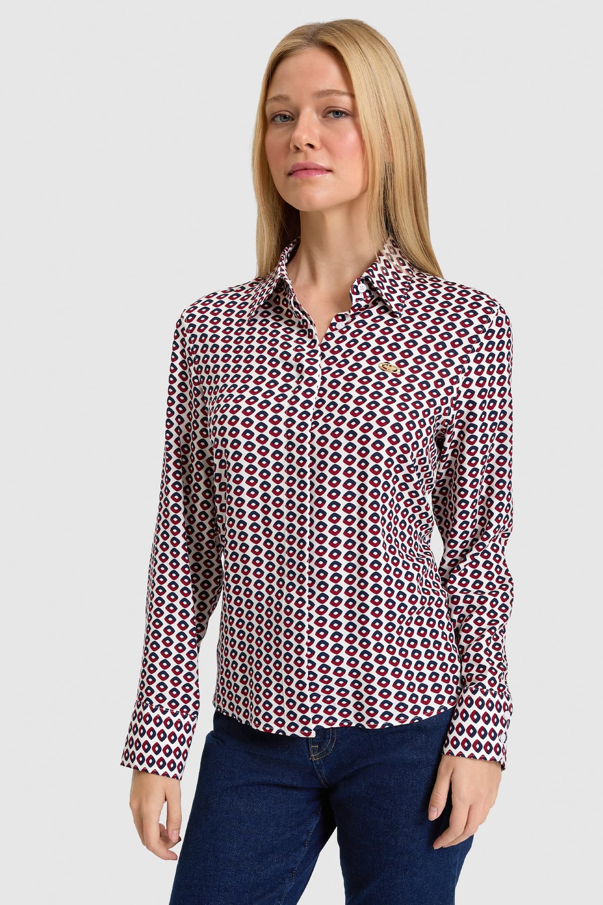 پیراهن زنانه U.S. Polo Assn. سفید آستین بلند مدل 50329493-VR013 پیراهن زنانه U.S. Polo Assn. سفید آستین بلند مدل 50329493-VR013