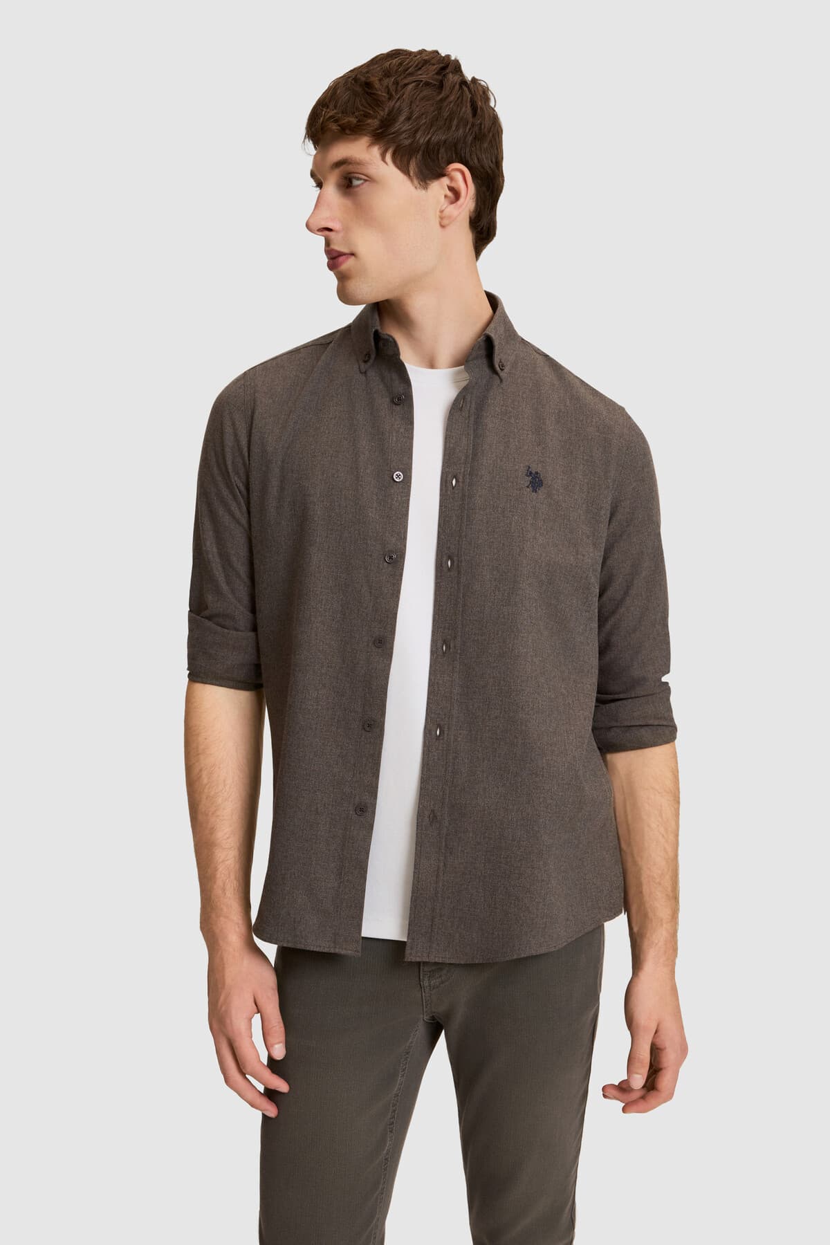 پیراهن مردانه U.S. Polo Assn. آستین بلند قهوهای ساده مدل 50332397-VR029 پیراهن مردانه U.S. Polo Assn. آستین بلند قهوهای ساده مدل 50332397-VR029