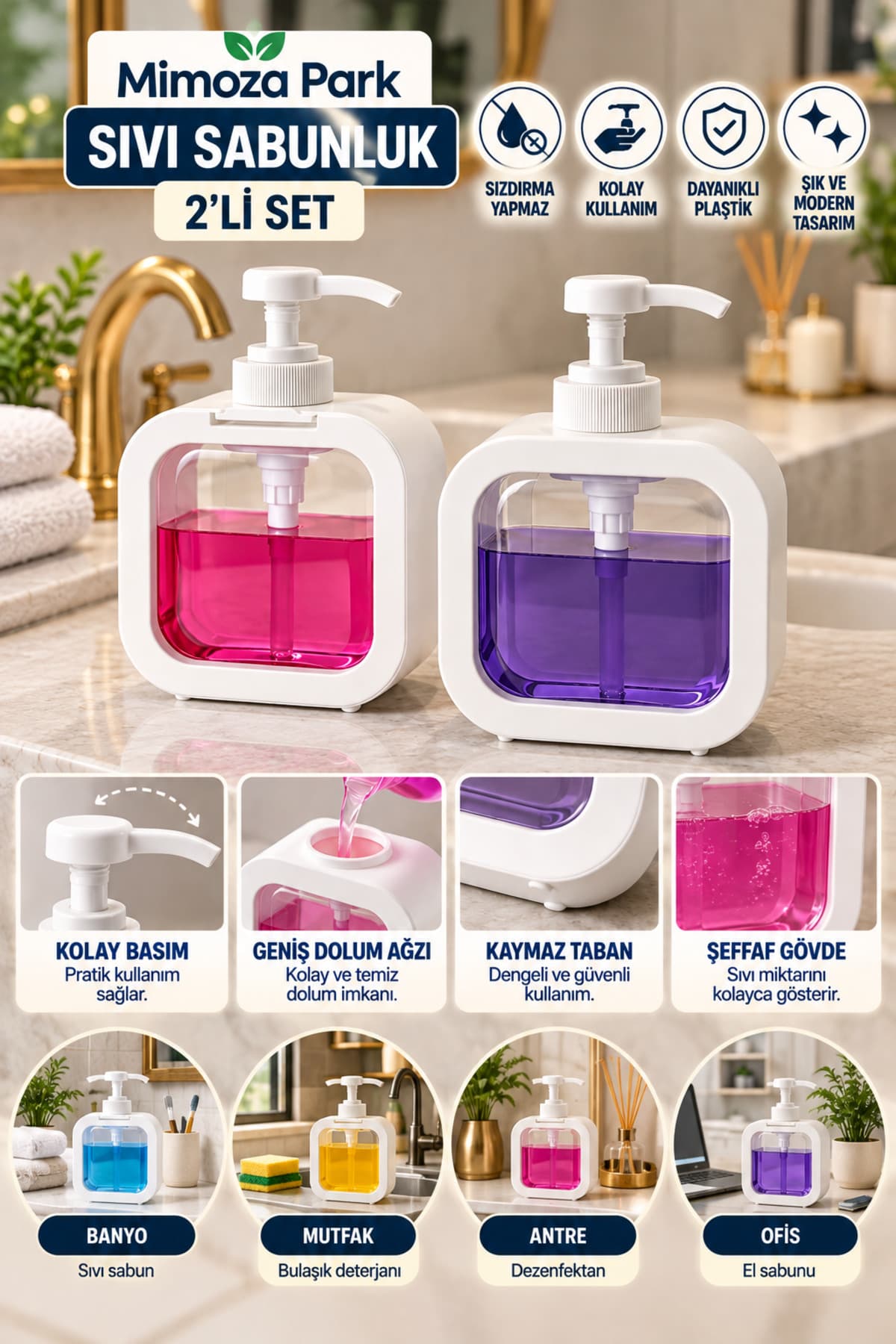 جاصابونی مایع رومیزی MİMOZA PARK 2 عدد 400 ml جاصابونی مایع رومیزی MİMOZA PARK 2 عدد 400 ml