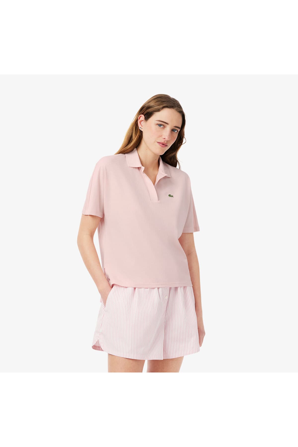 پولوشرت زنانه Lacoste فیت آزاد صورتی پولوشرت زنانه Lacoste فیت آزاد صورتی