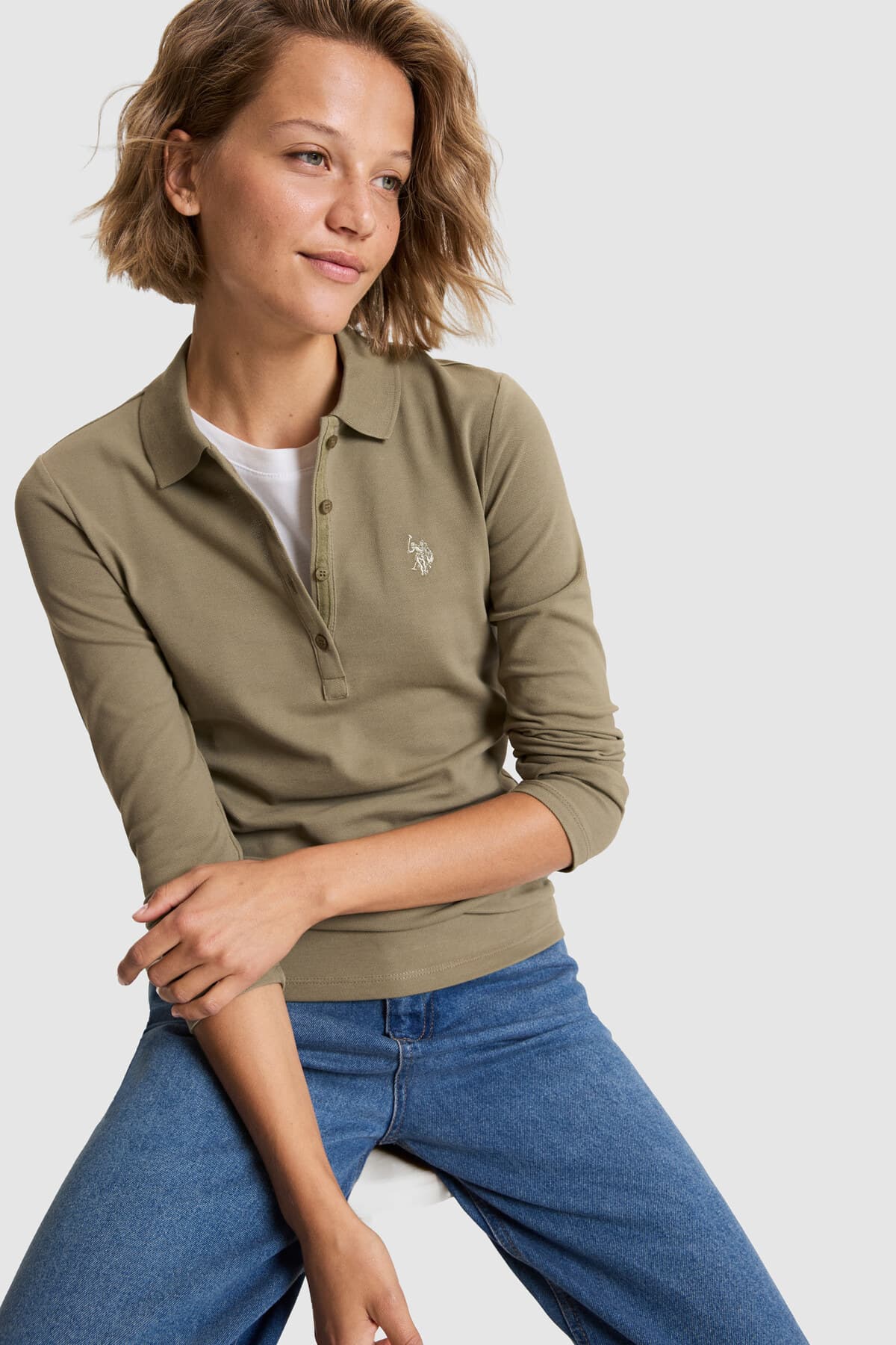 سوئیشرت زنانه U.S. Polo Assn. خاکی بیسیک مدل 50326760-VR027 سوئیشرت زنانه U.S. Polo Assn. خاکی بیسیک مدل 50326760-VR027