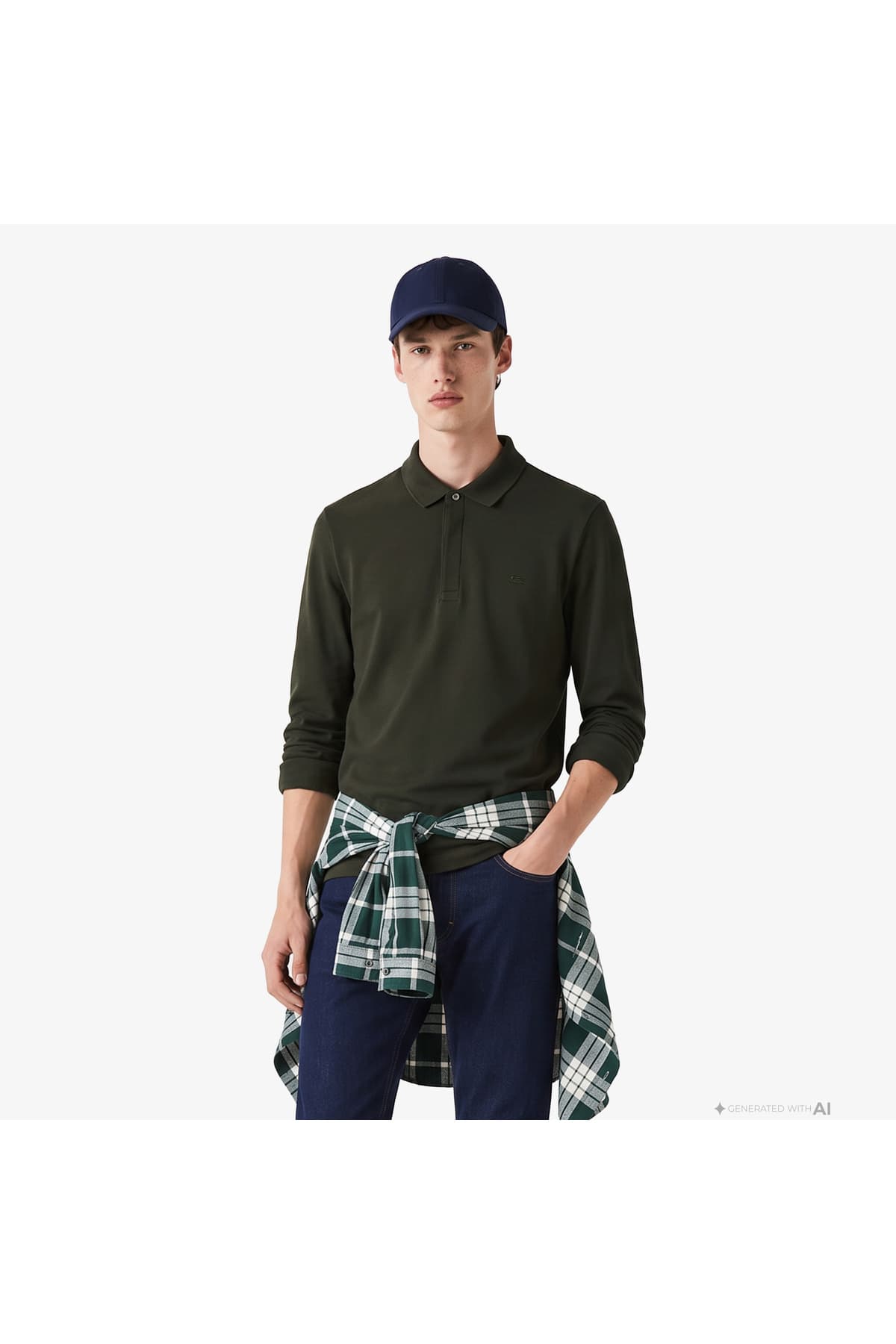 پولو مردانه Lacoste فیت معمولی آستین بلند خاکی مدل Paris پولو مردانه Lacoste فیت معمولی آستین بلند خاکی مدل Paris