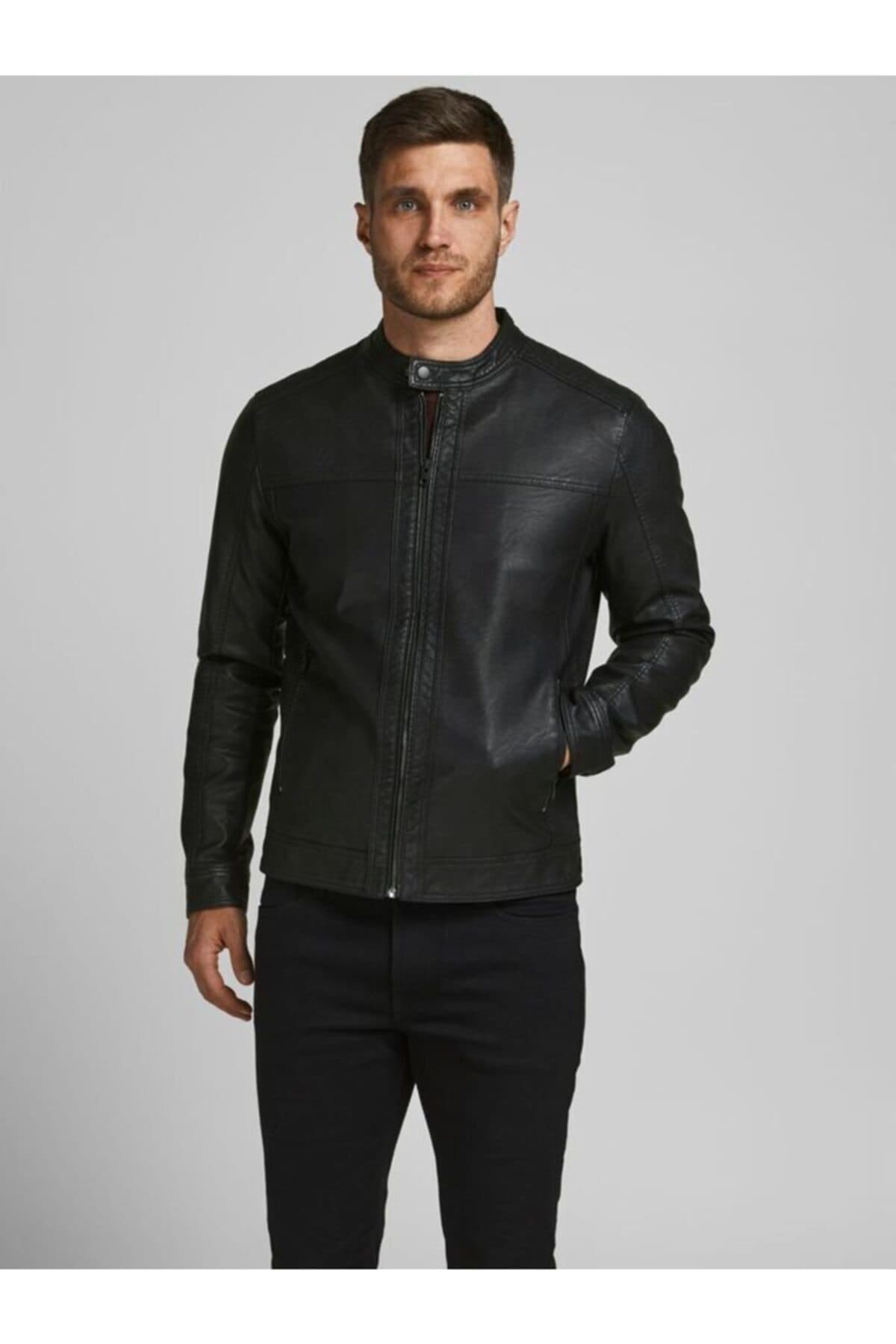 ژاکت مردانه Jack & Jones کلاسیک چرم مصنوعی مدل Jjewarner 12182461 ژاکت مردانه Jack & Jones کلاسیک چرم مصنوعی مدل Jjewarner 12182461