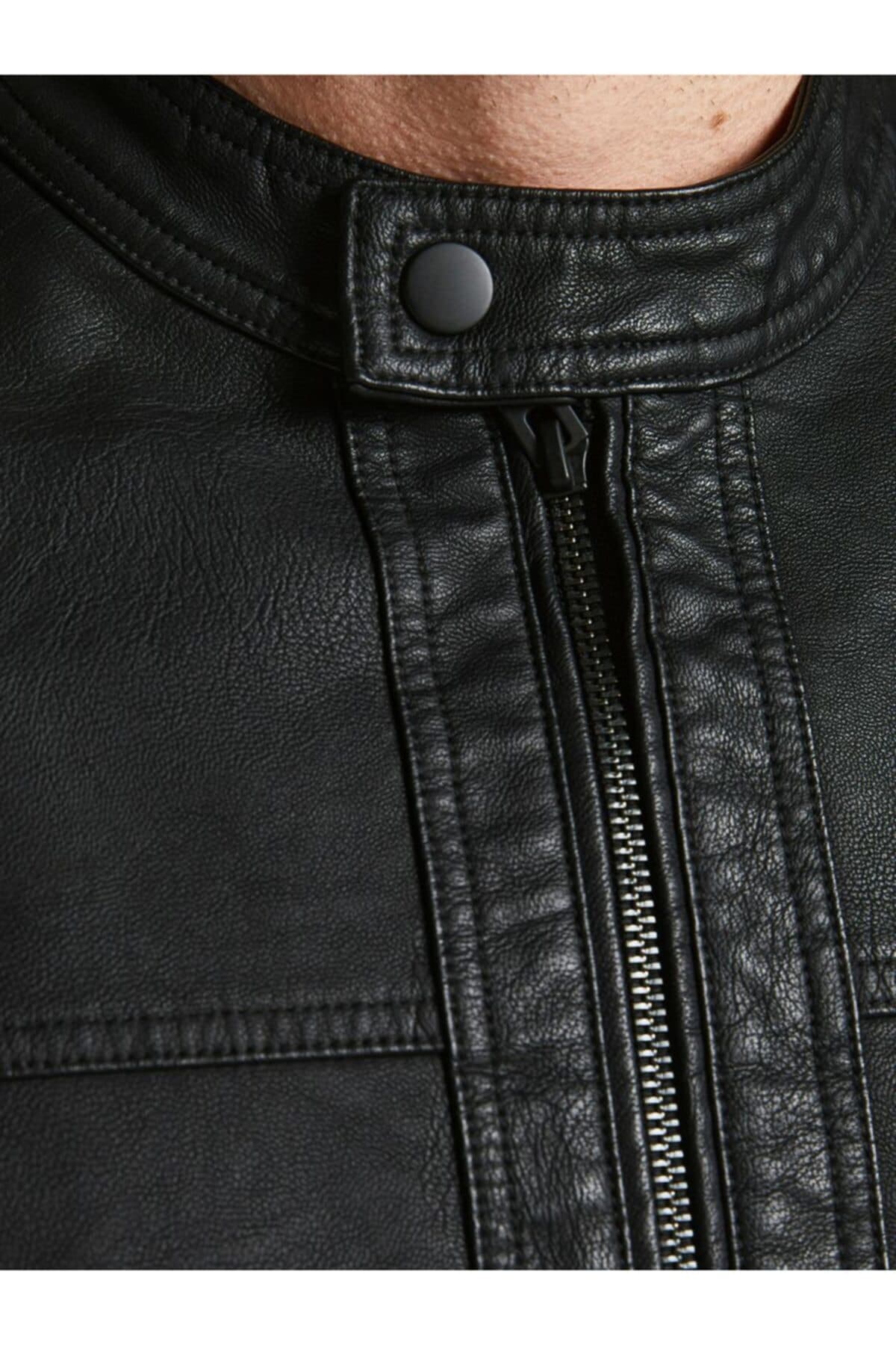 ژاکت مردانه Jack & Jones کلاسیک چرم مصنوعی مدل Jjewarner 12182461 ژاکت مردانه Jack & Jones کلاسیک چرم مصنوعی مدل Jjewarner 12182461