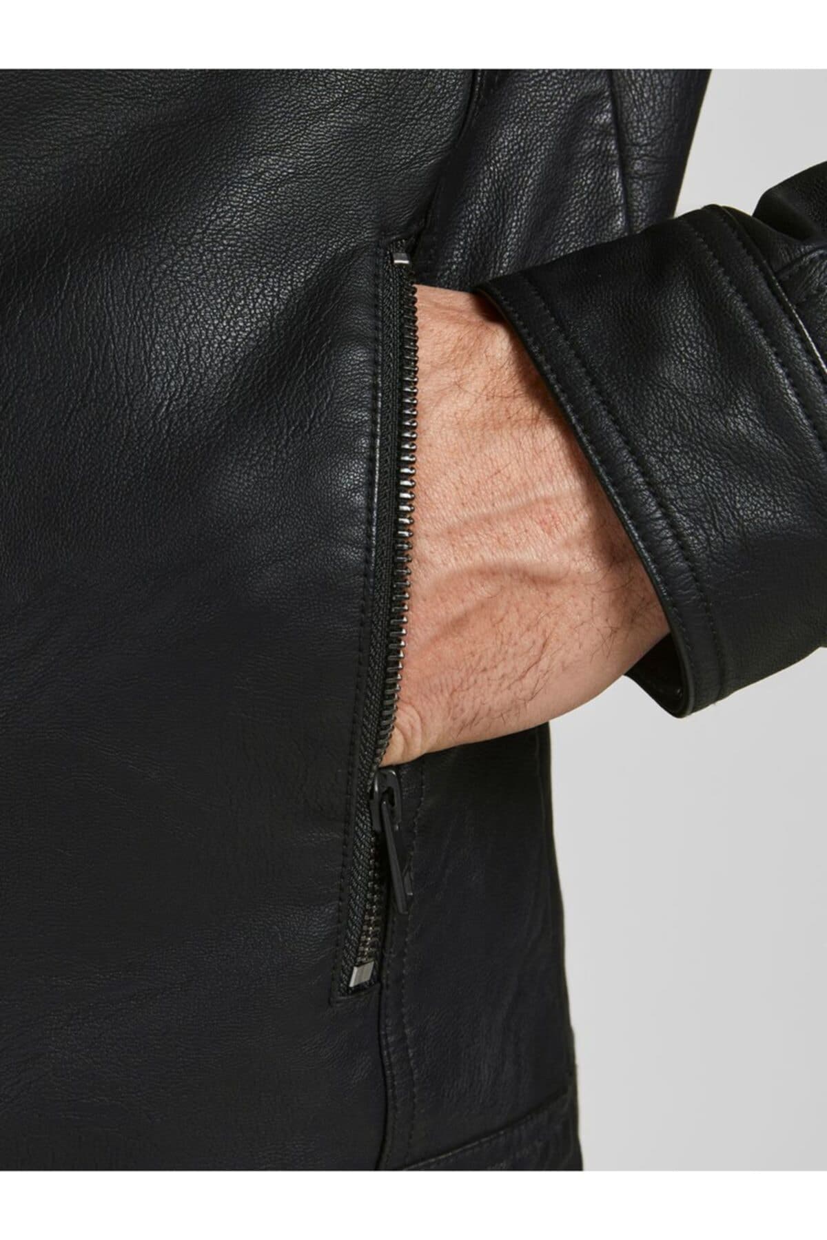 ژاکت مردانه Jack & Jones کلاسیک چرم مصنوعی مدل Jjewarner 12182461 ژاکت مردانه Jack & Jones کلاسیک چرم مصنوعی مدل Jjewarner 12182461
