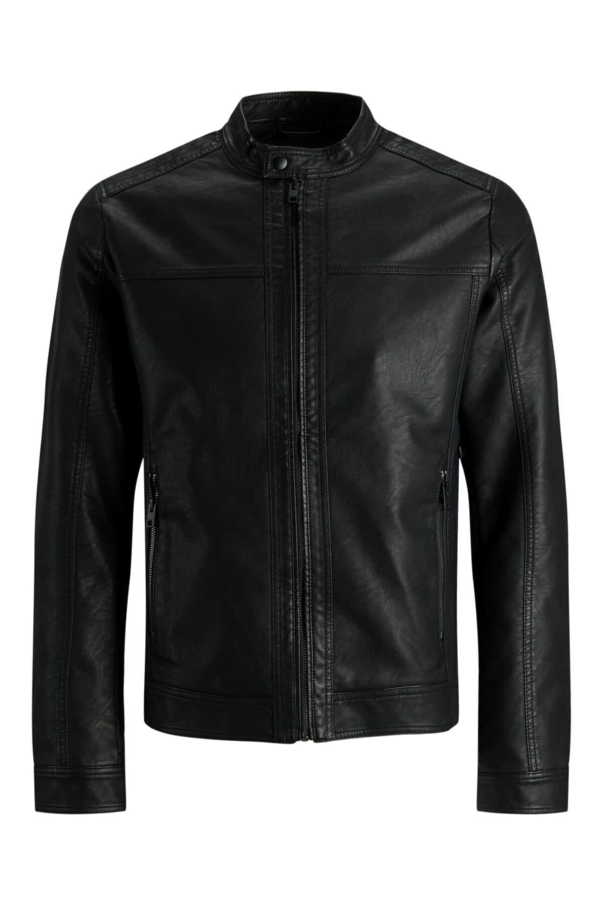 ژاکت مردانه Jack & Jones کلاسیک چرم مصنوعی مدل Jjewarner 12182461 ژاکت مردانه Jack & Jones کلاسیک چرم مصنوعی مدل Jjewarner 12182461