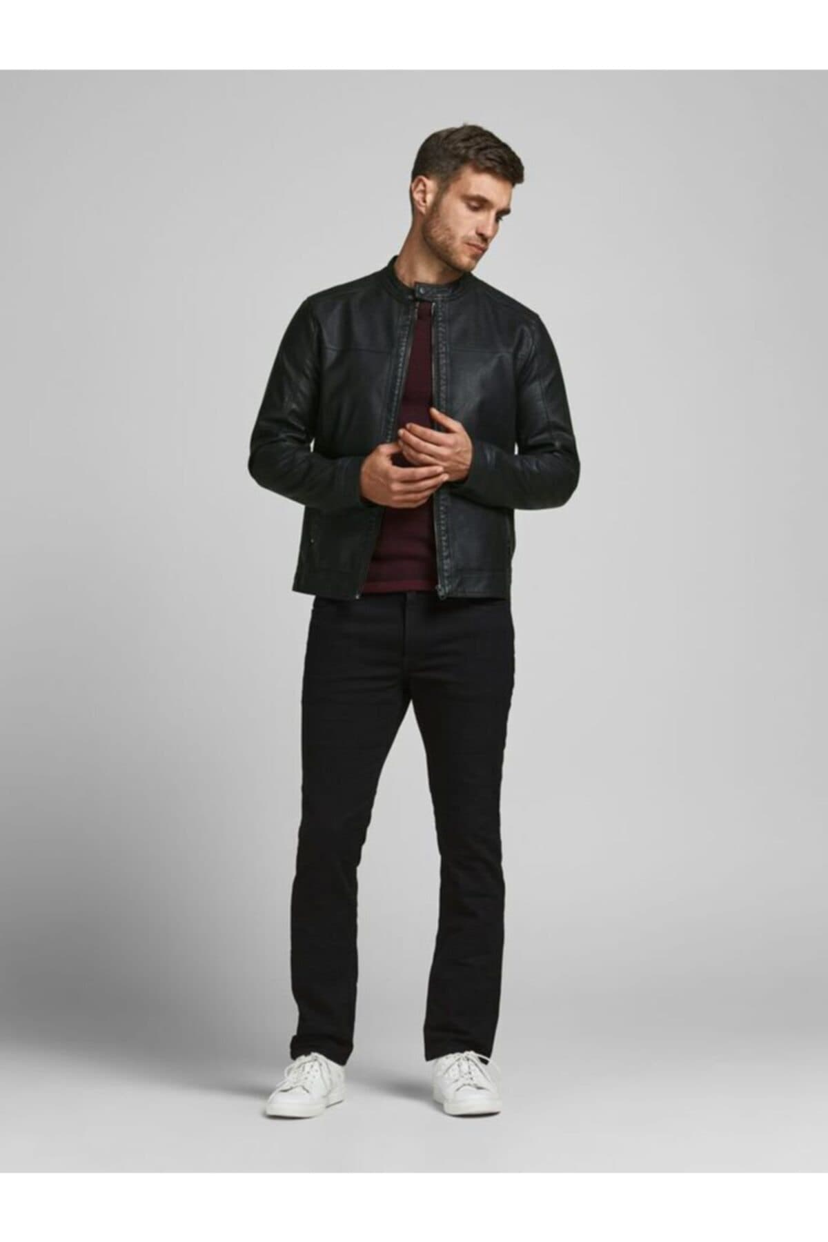 ژاکت مردانه Jack & Jones کلاسیک چرم مصنوعی مدل Jjewarner 12182461 ژاکت مردانه Jack & Jones کلاسیک چرم مصنوعی مدل Jjewarner 12182461